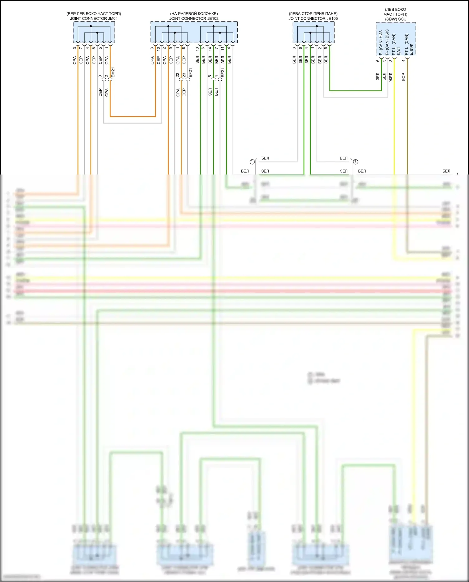 Tucson Hyundai IV (2020-2024): Can шина электросхема, за исключением гибридного nx4 (2 из 6) 
