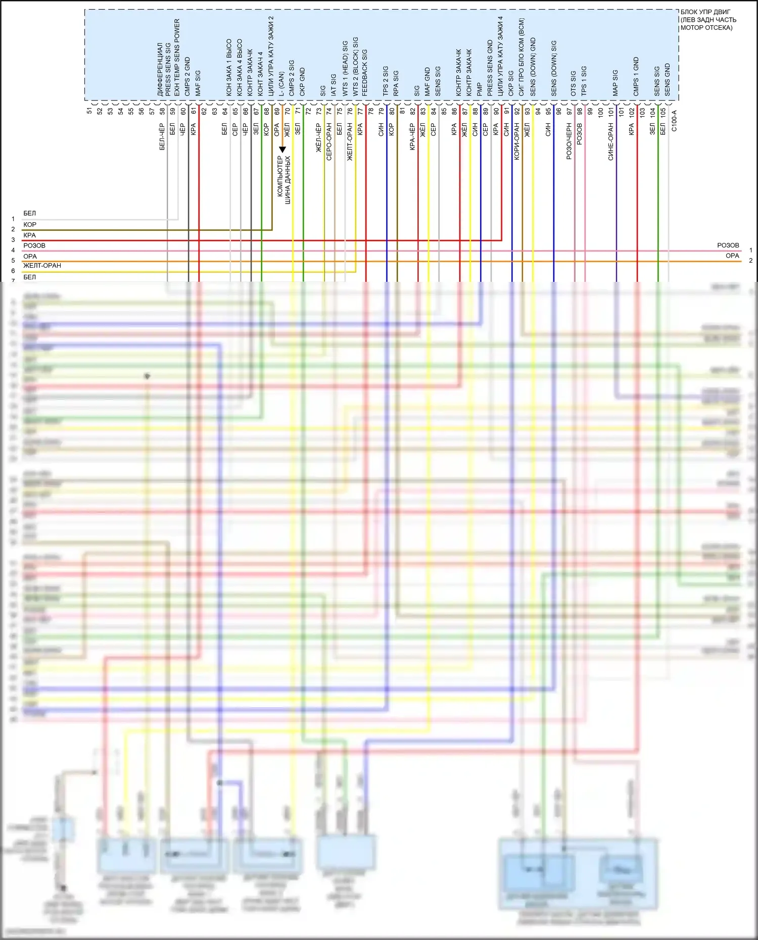 Tucson Hyundai IV (2020-2024): Электросхема двигателя 1.6л турбо подключаемый гибрид, электросхема органов управления двигателем (3 из 8) 