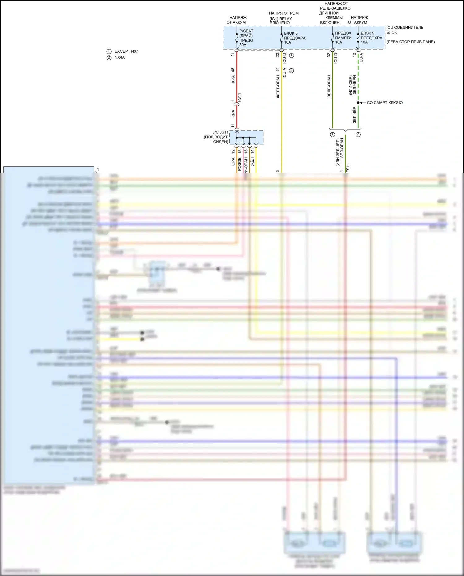 Tucson Hyundai IV (2020-2024): Электросхема систем памяти (1 из 2) 
