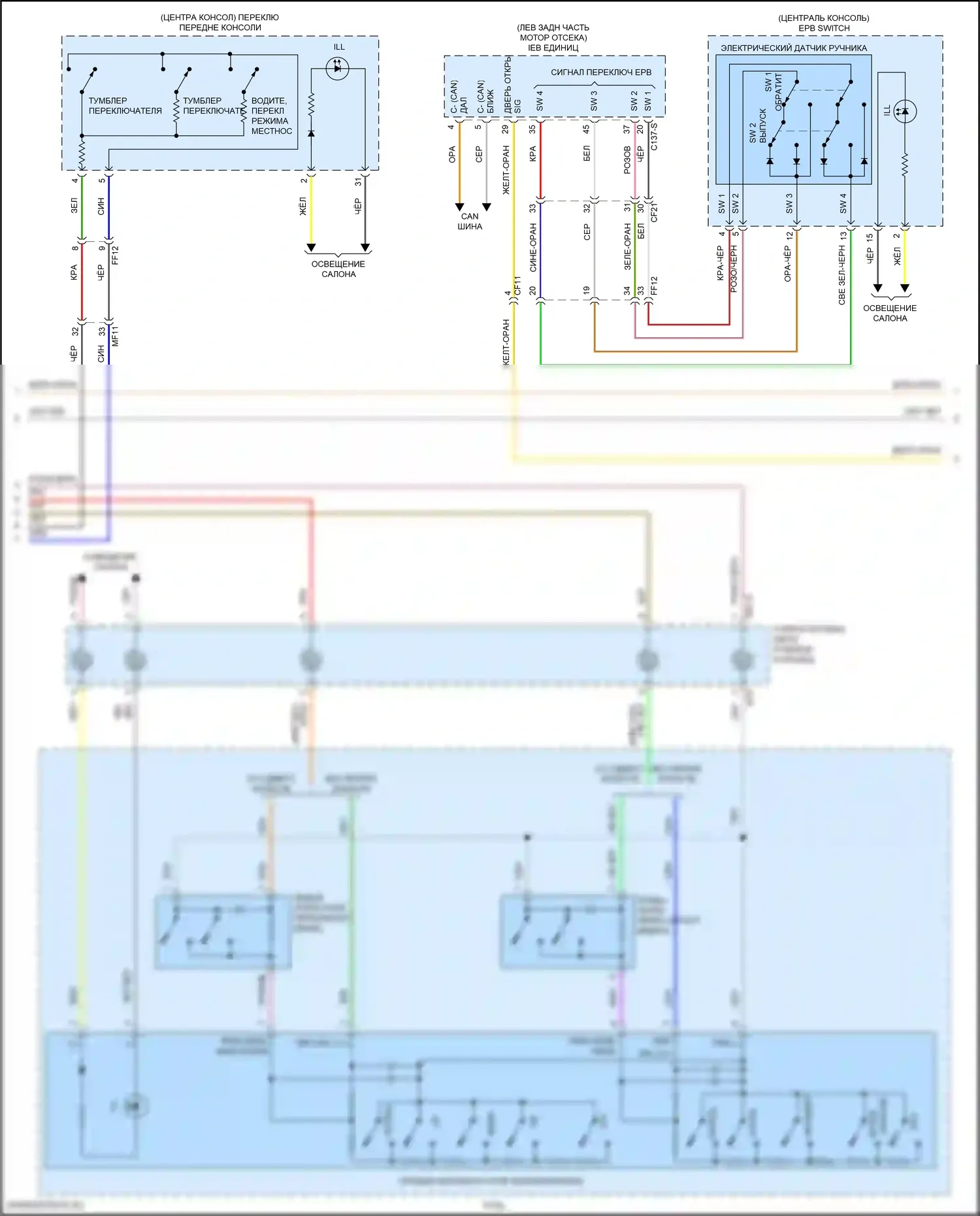 Tucson Hyundai IV (2020-2024): Электросхема приборной панели, гибрид с 10,25-дюймовым tft lcd (2 из 3) 
