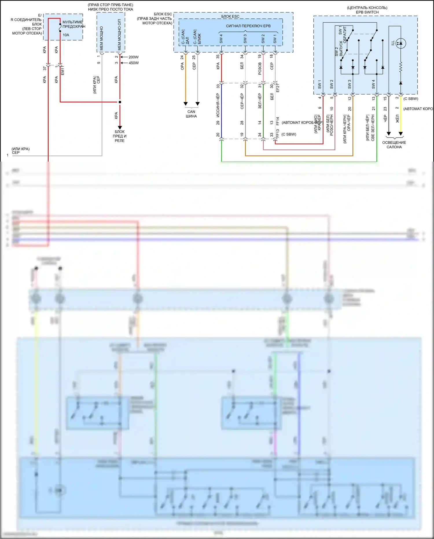Tucson Hyundai IV (2020-2024): Электросхема приборной панели, за исключением гибридной nx4a с 10,25-дюймовым tft lcd (2 из 3) 