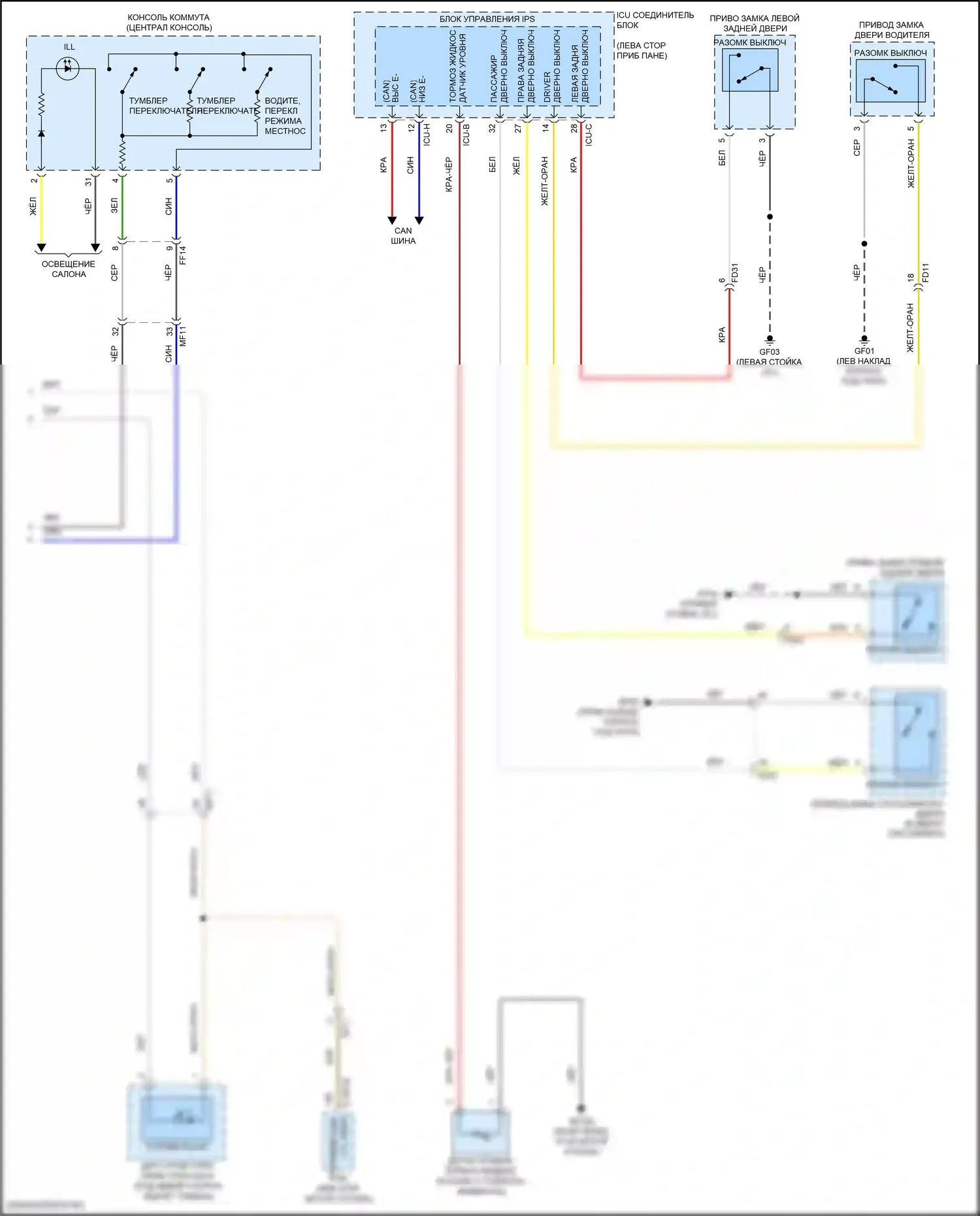 Tucson Hyundai IV (2020-2024): Электросхема приборной панели, за исключением гибридной nx4a с 10,25-дюймовым tft lcd (3 из 3) 