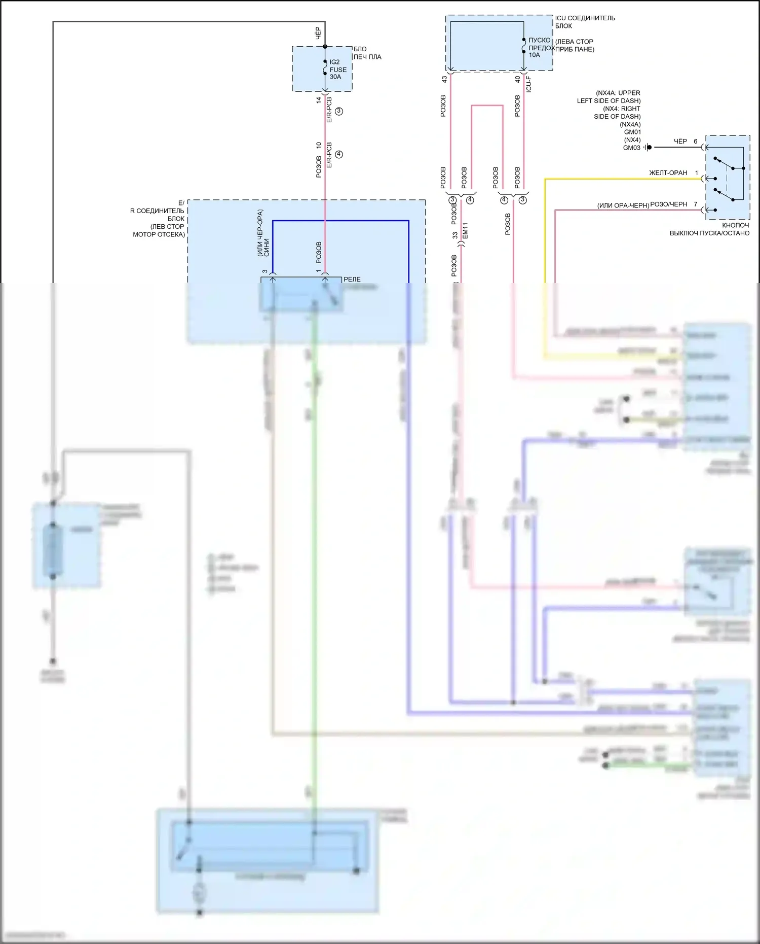 Tucson Hyundai IV (2020-2024): Электросхема стартера, с интеллектуальным ключом 