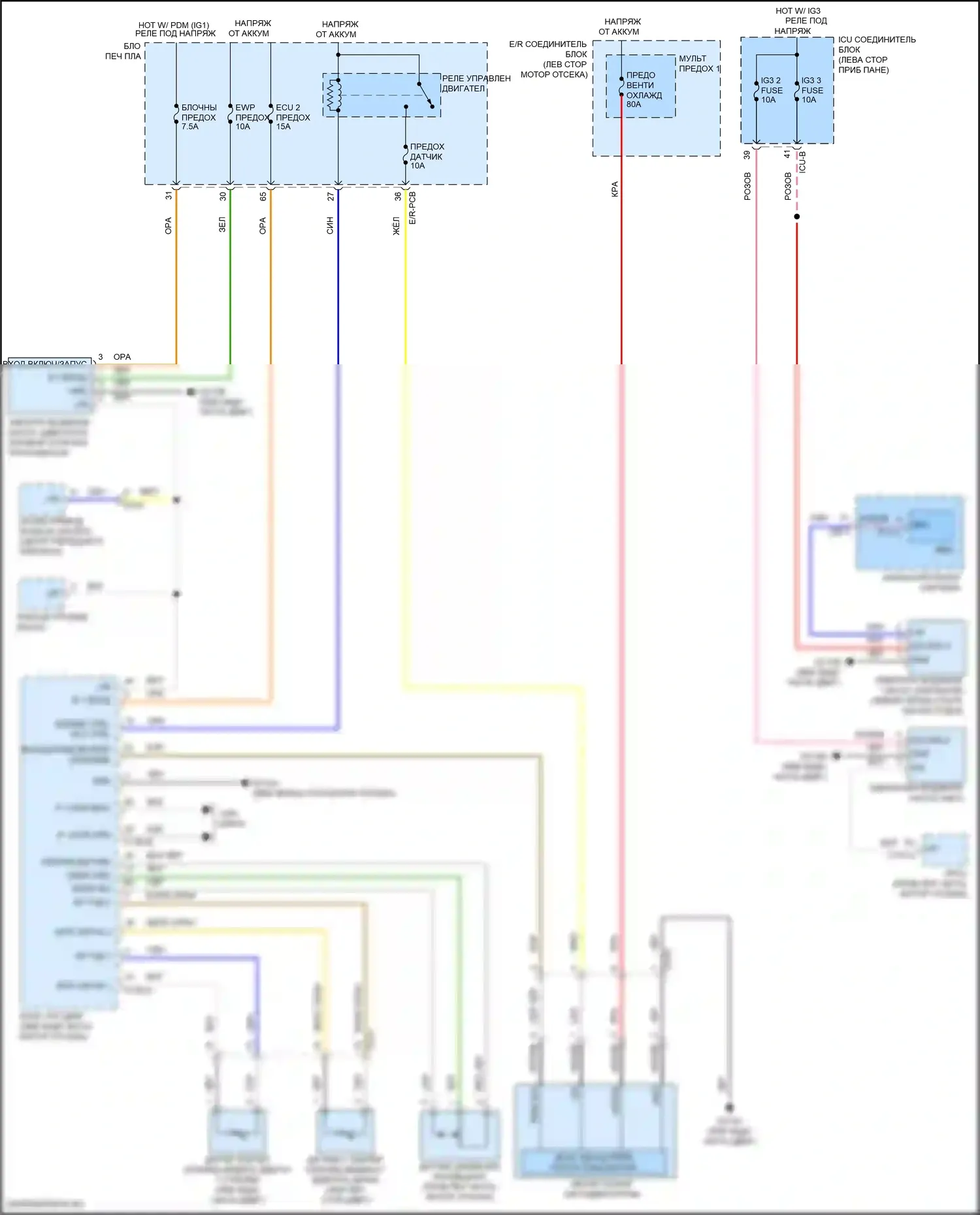 Tucson Hyundai IV (2020-2024): Электросхема вентилятора охлаждения, подключаемый гибрид 