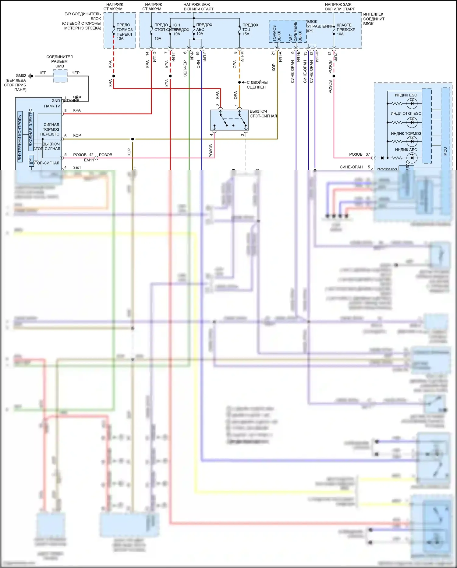 Veloster Hyundai I рестайлинг (2015-2017): Антиблокировочная система abs электросхема (2 из 2) 