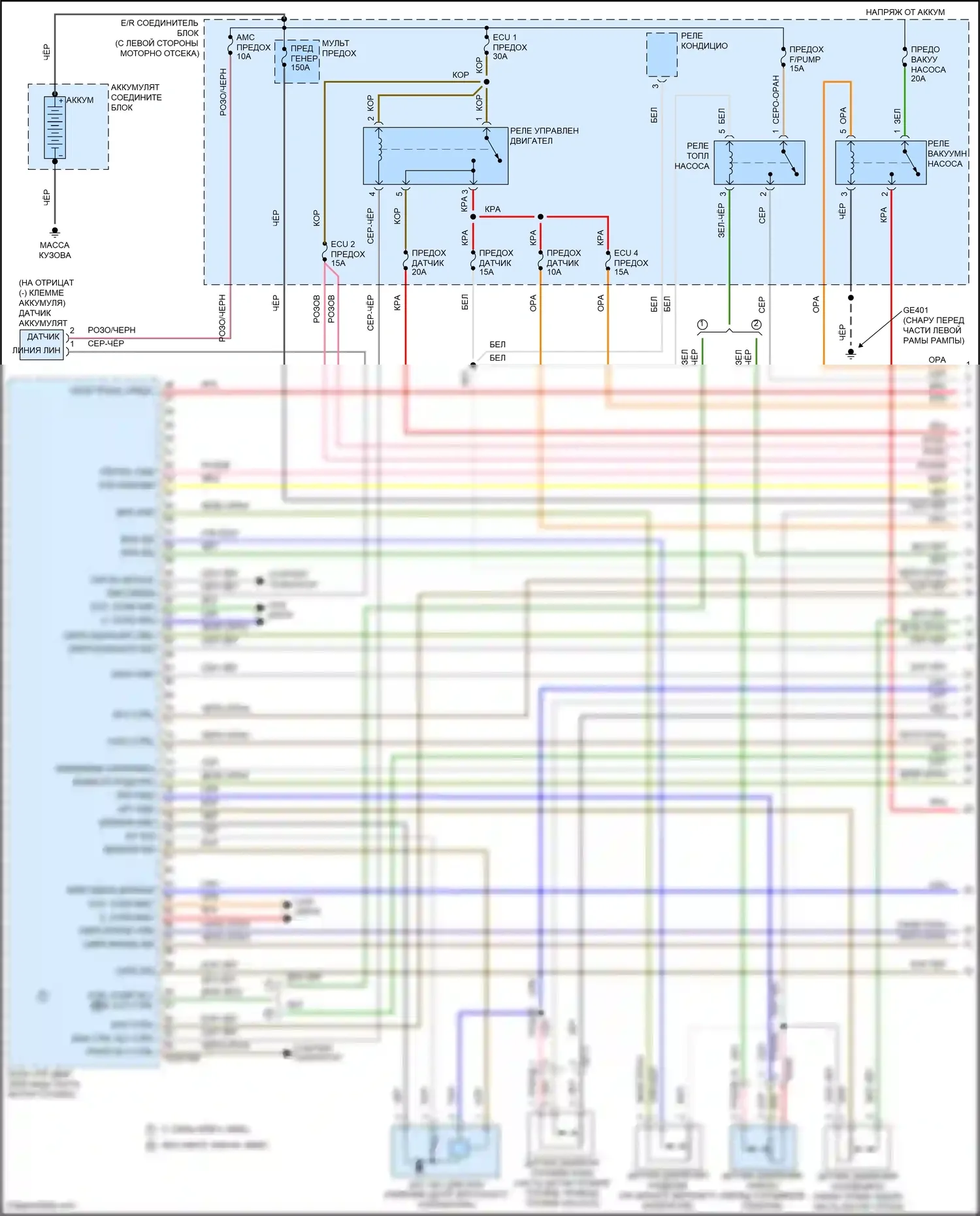 Veloster Hyundai I рестайлинг (2015-2017): Электросхема двигателя 1.6л турбо, автомат коробки передач (1 из 5) 