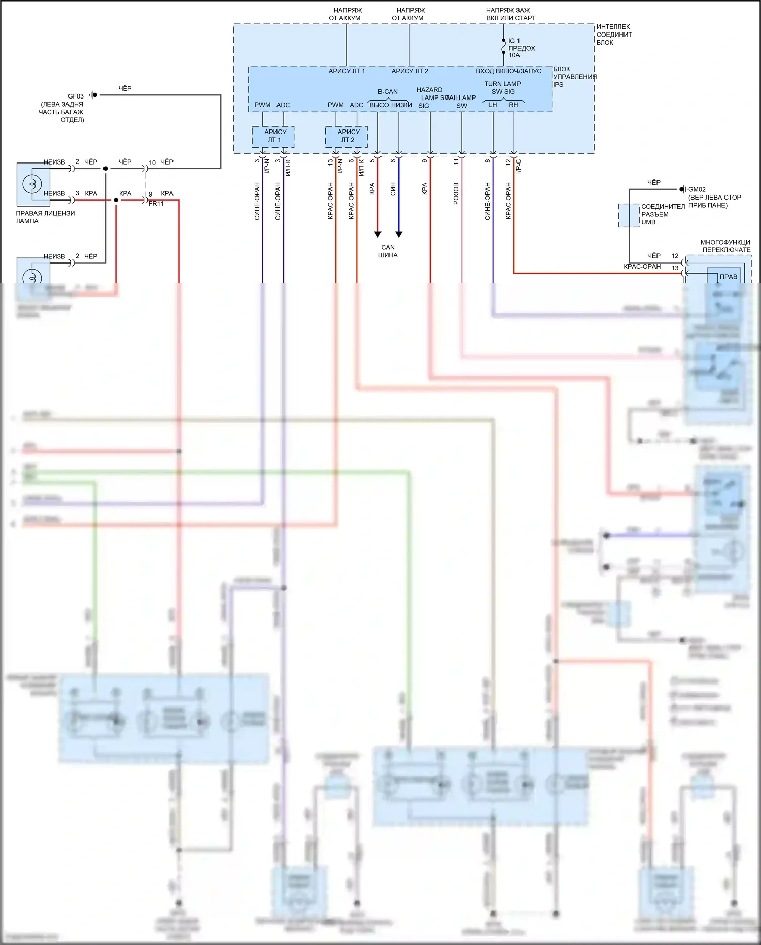 Veloster Hyundai I рестайлинг (2015-2017): Электросхема фар и фонарей (3 из 3) 