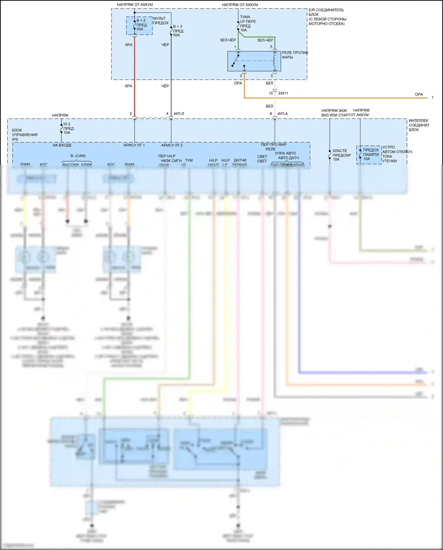 Veloster Hyundai I рестайлинг (2015-2017): Электросхема автоламп (1 из 2) 