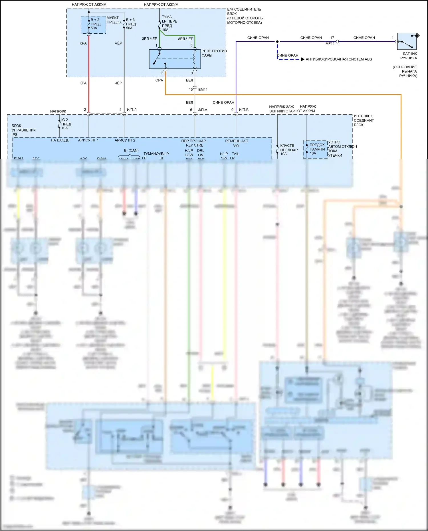 Veloster Hyundai I рестайлинг (2015-2017): Электросхема фар 