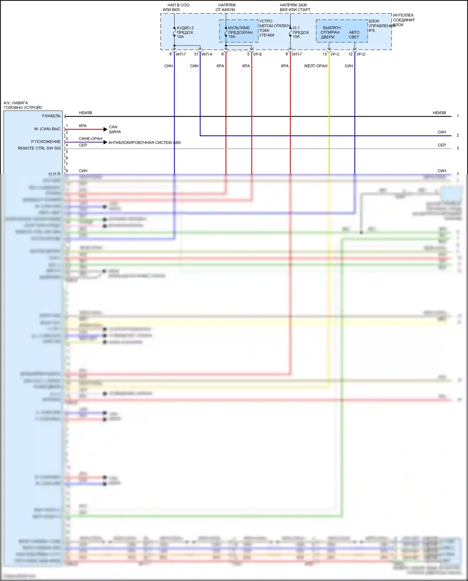 Veloster Hyundai I рестайлинг (2015-2017): Электросхема магнитолы, версия 4.0 (1 из 3) 