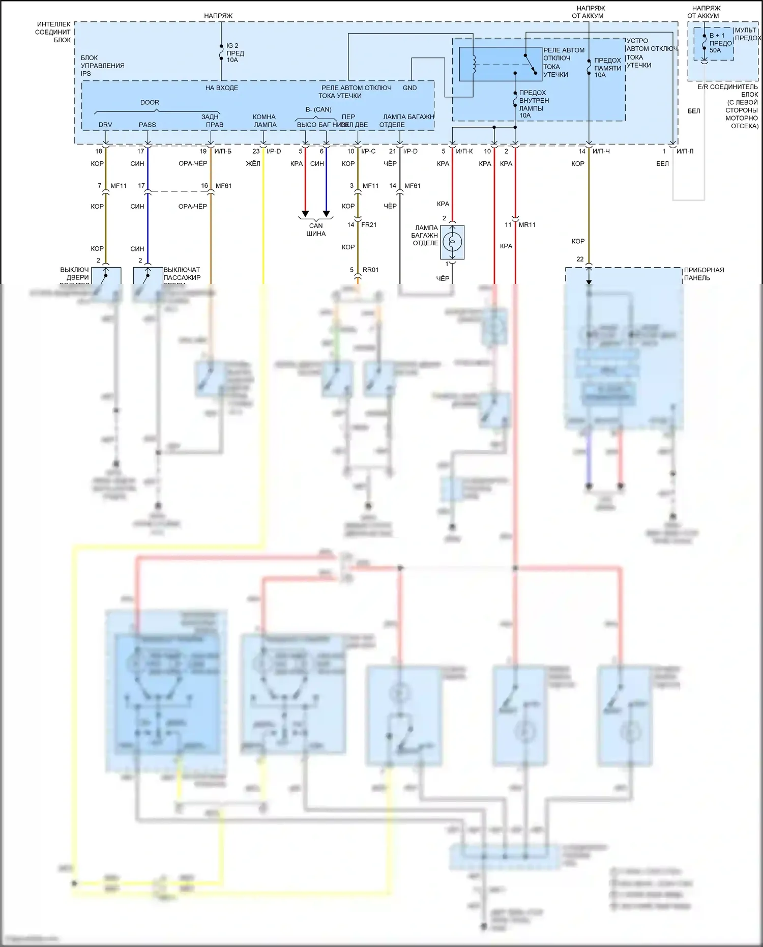 Veloster Hyundai I рестайлинг (2015-2017): Электросхема освещения салона 