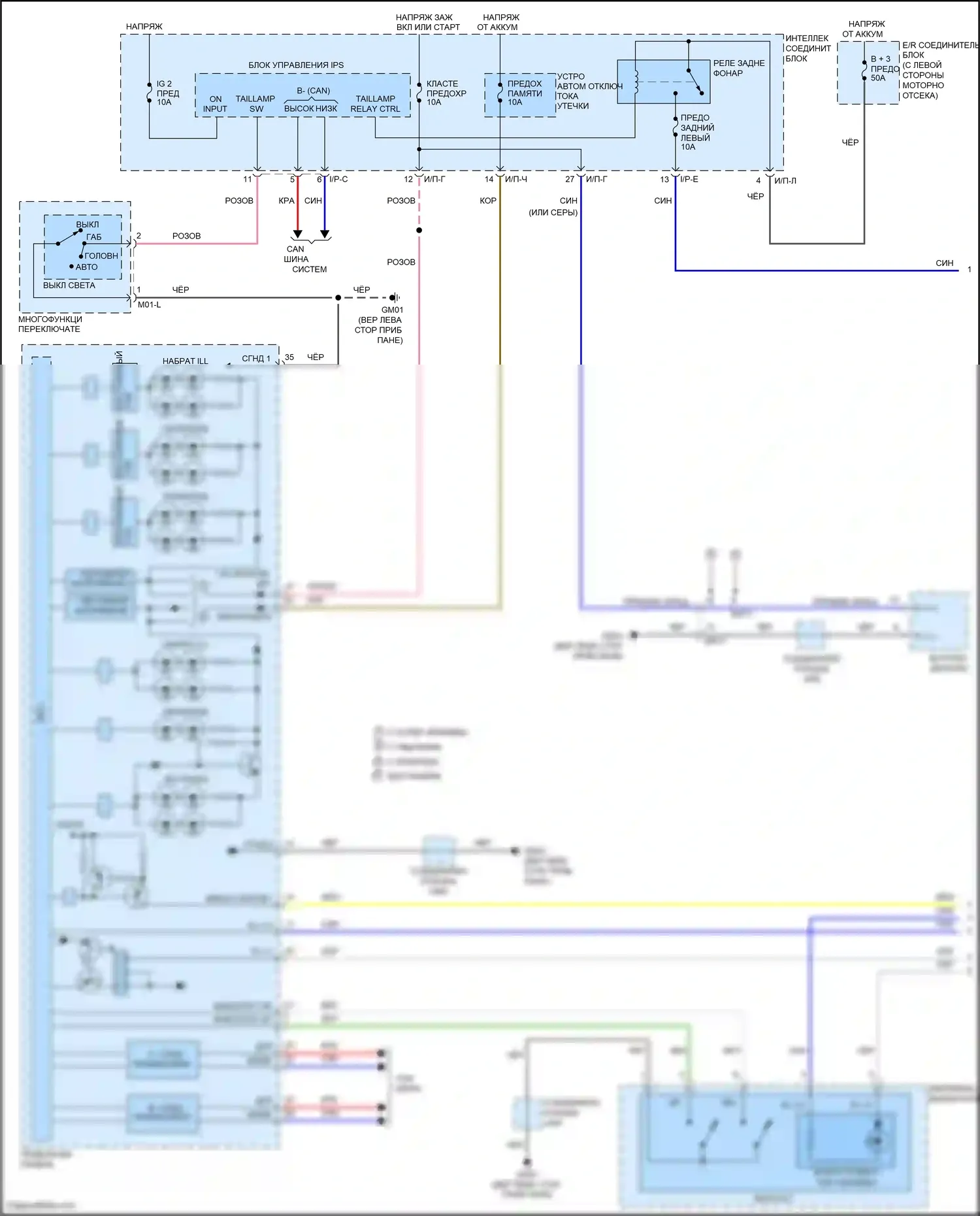 Veloster Hyundai I рестайлинг (2015-2017): Электросхема подсветки приборной панели (1 из 2) 