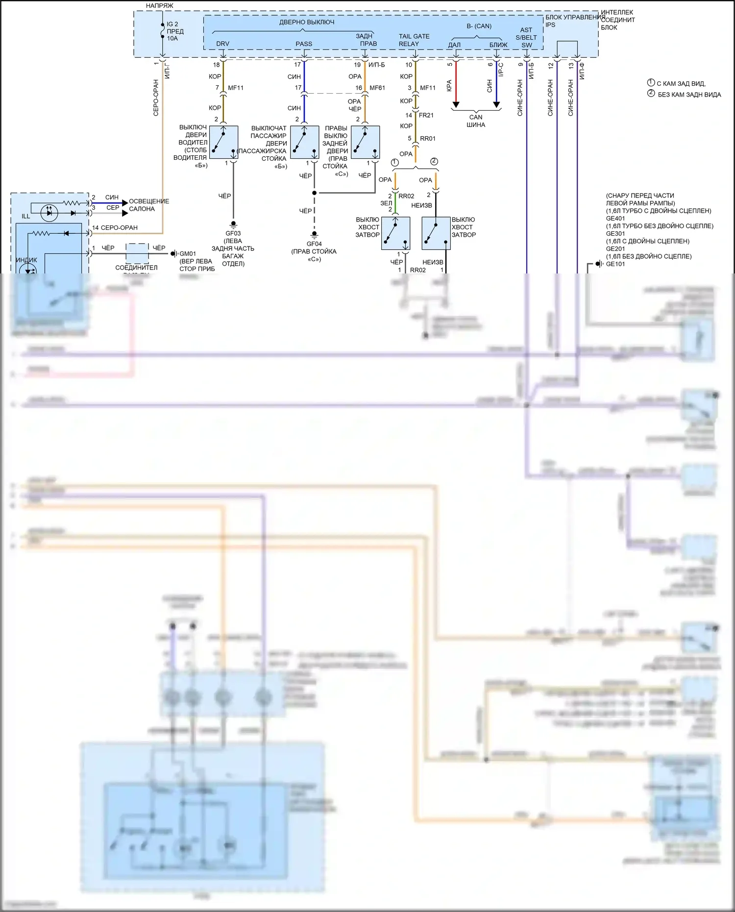 Veloster Hyundai I рестайлинг (2015-2017): Электросхема приборной панели, с обычной панелью (2 из 2) 