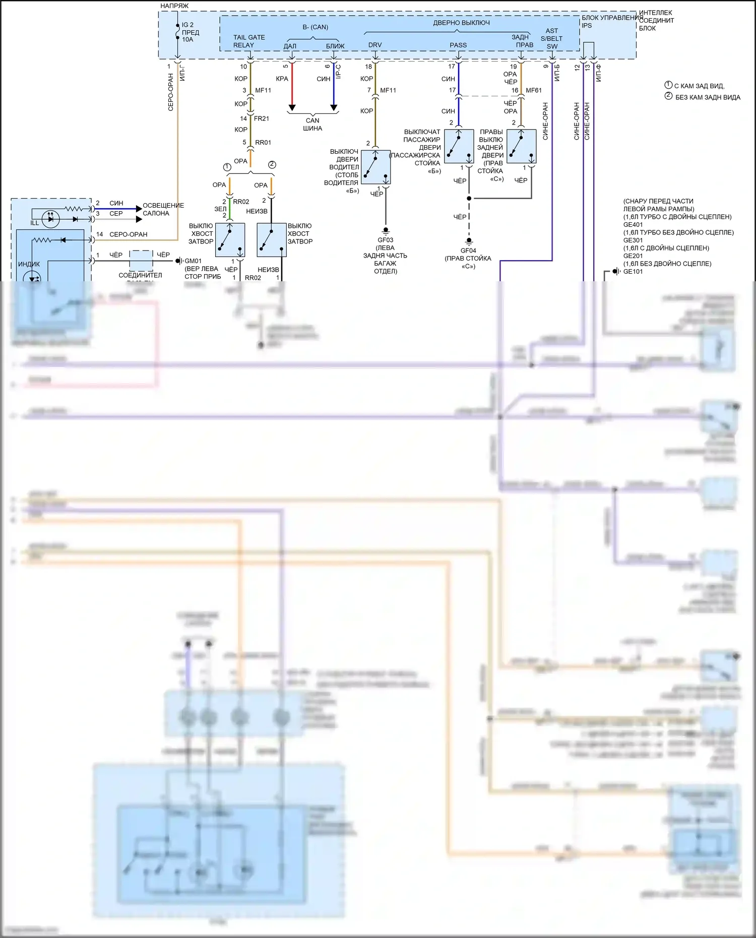 Veloster Hyundai I рестайлинг (2015-2017): Электросхема приборной панели, со сверхвидением (2 из 2) 