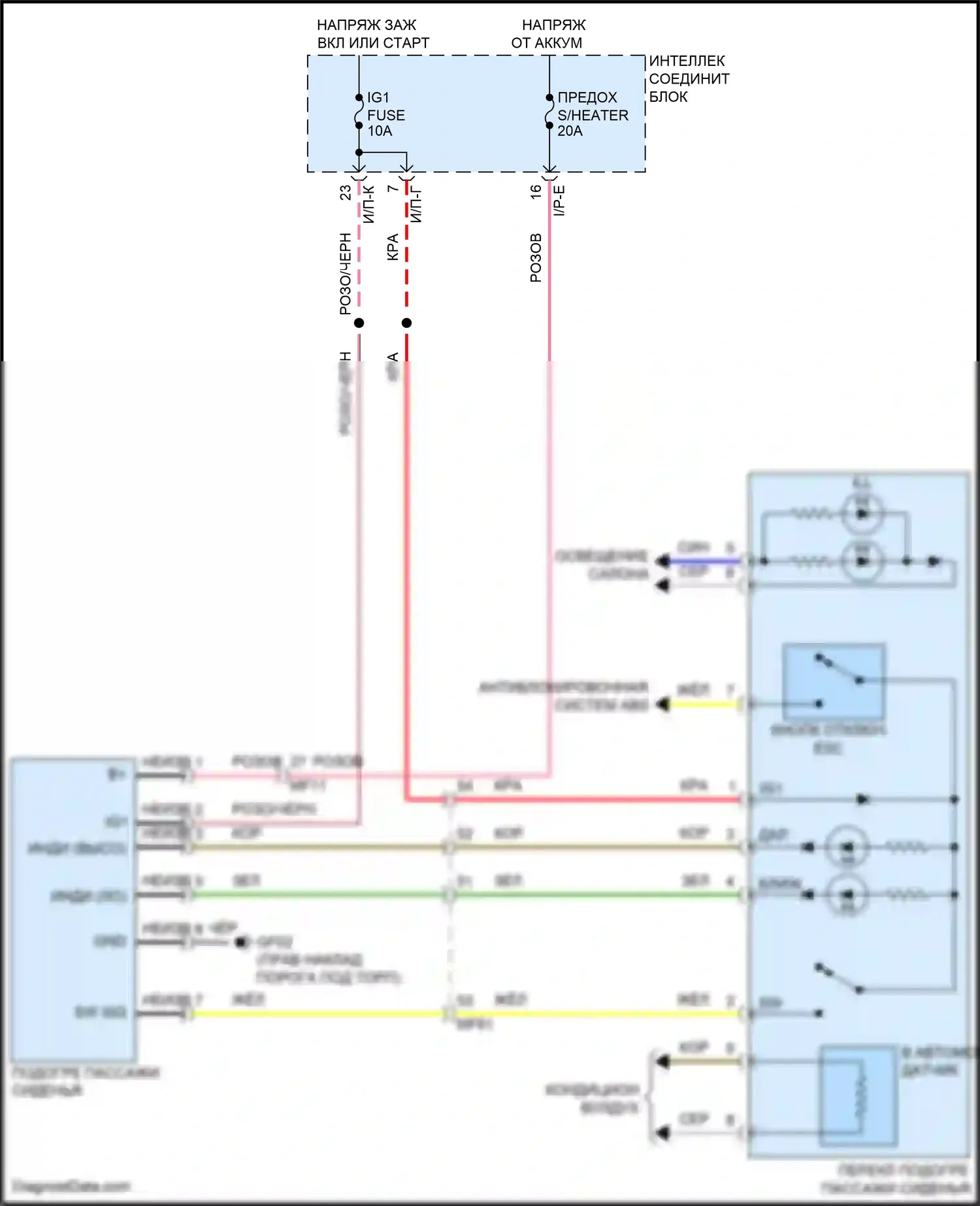 Veloster Hyundai I рестайлинг (2015-2017): Электросхема пассажирского сиденья с подогревом 