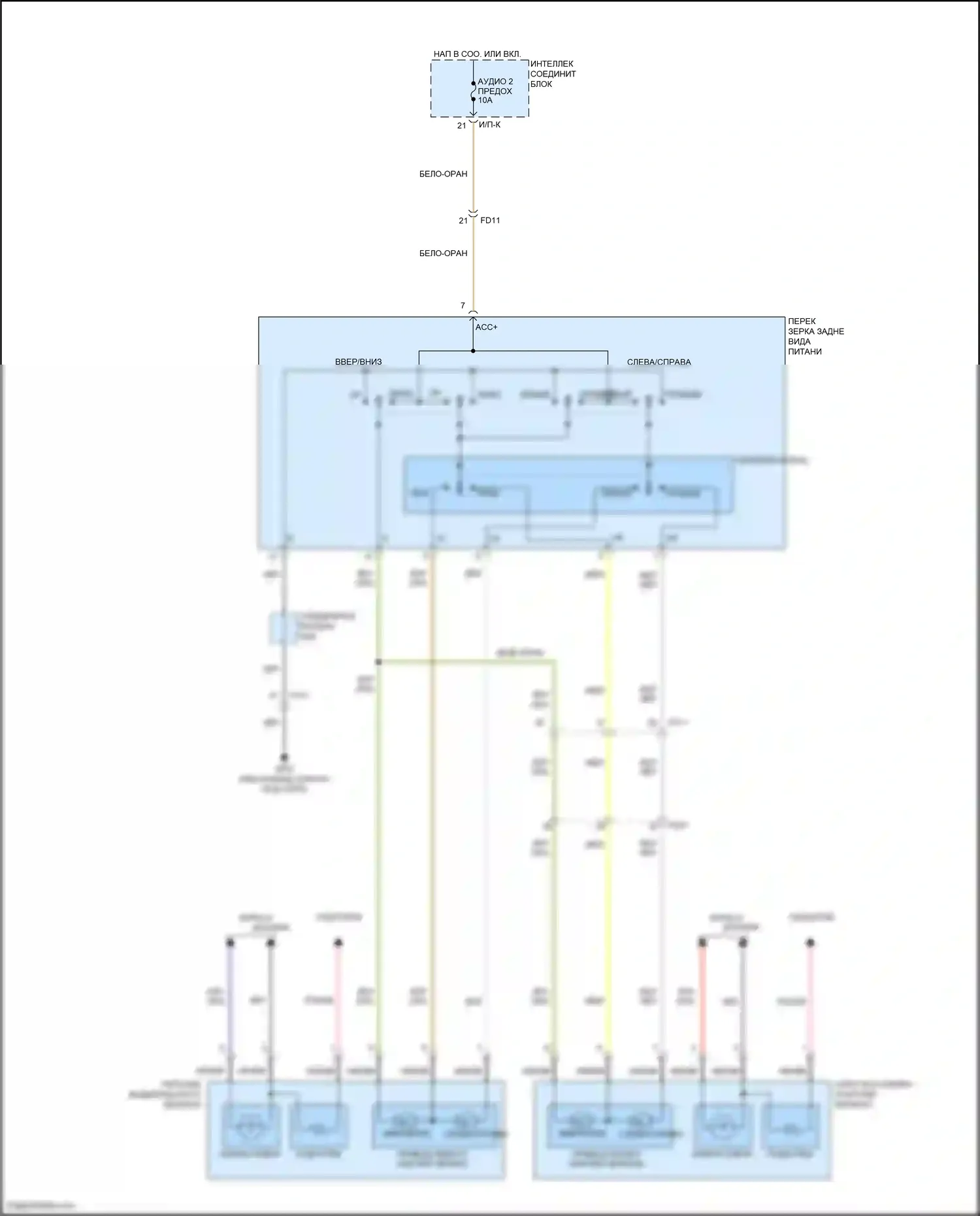 Veloster Hyundai I рестайлинг (2015-2017): Электросхема управления зеркалами заднего вида 