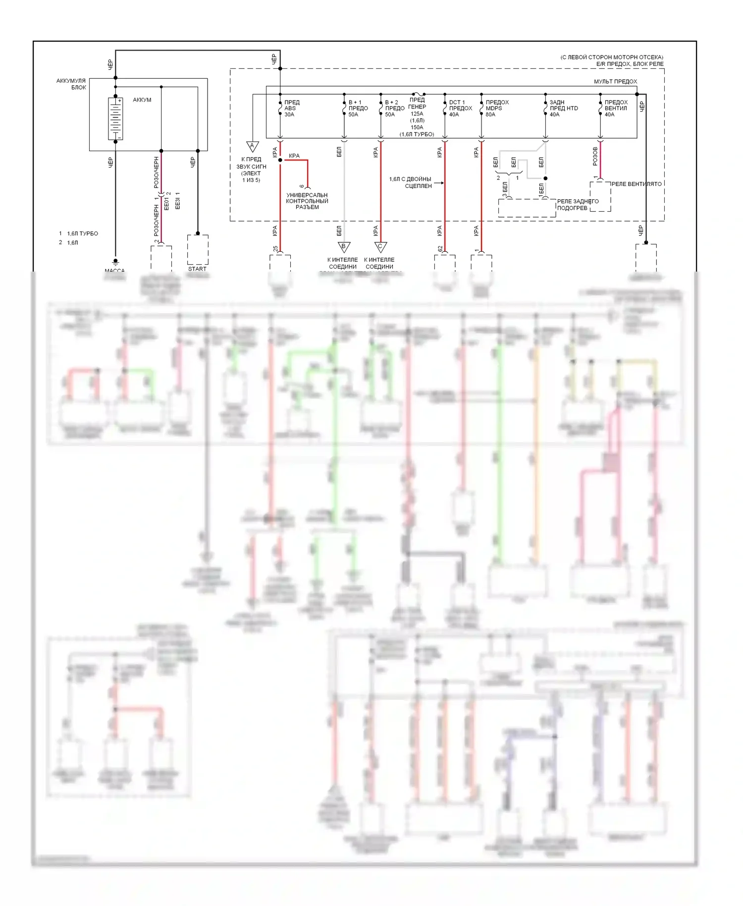 Veloster Hyundai I (2011-2015): Электросхема блока предохранителей реле (1 из 5) 