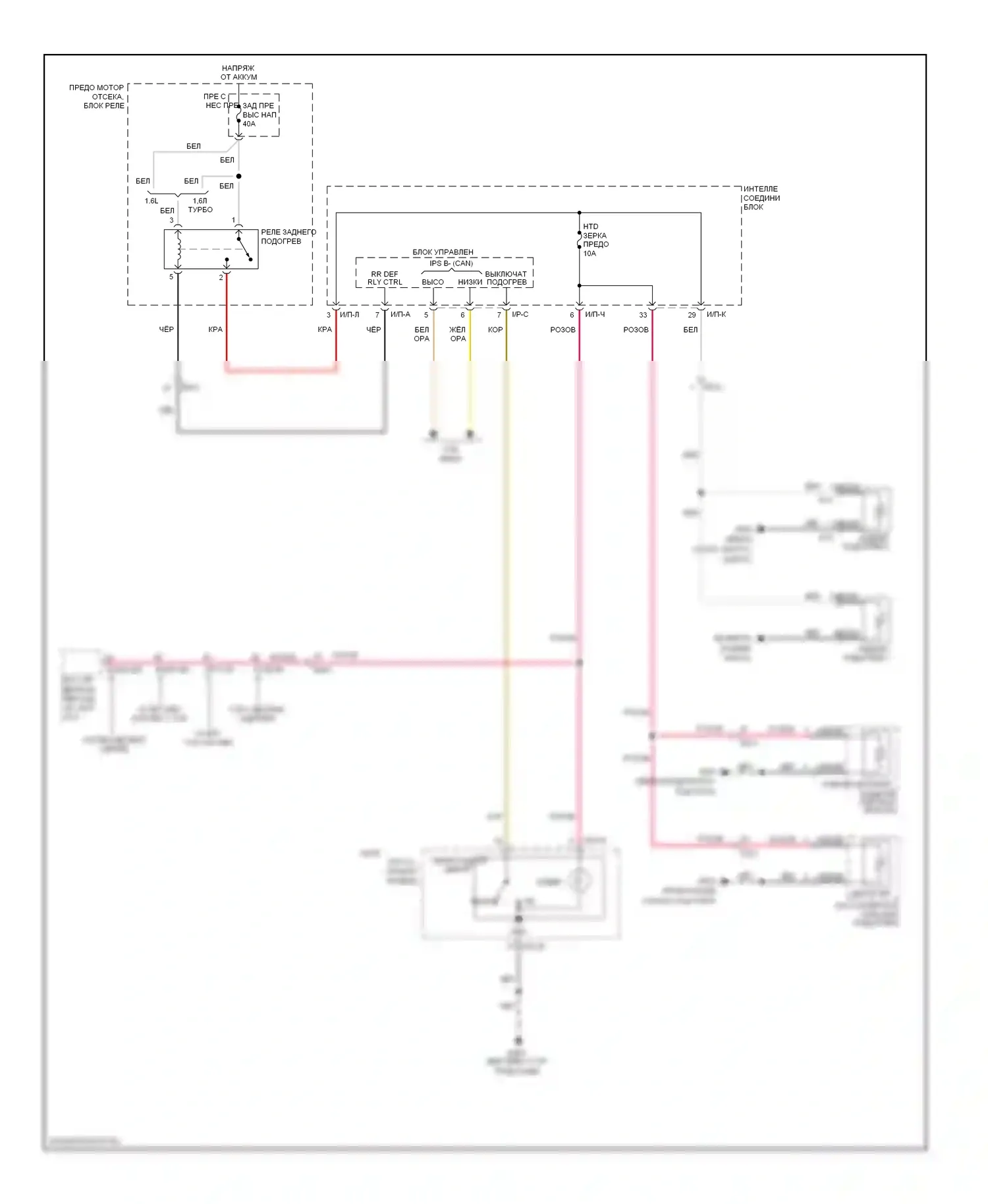 Veloster Hyundai I (2011-2015): Электросхема подогрева стекол 