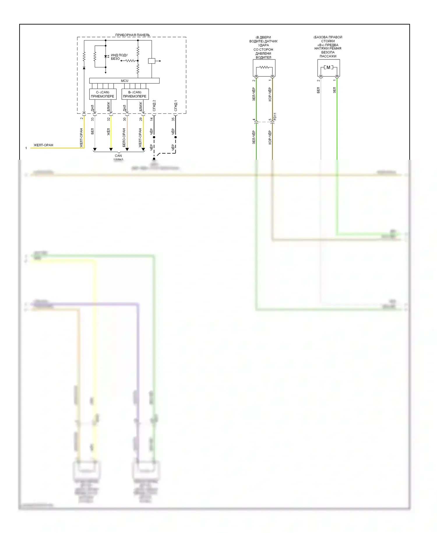 Veloster Hyundai I (2011-2015): Электросхема подушек безопасности, расширенная (2 из 3) 