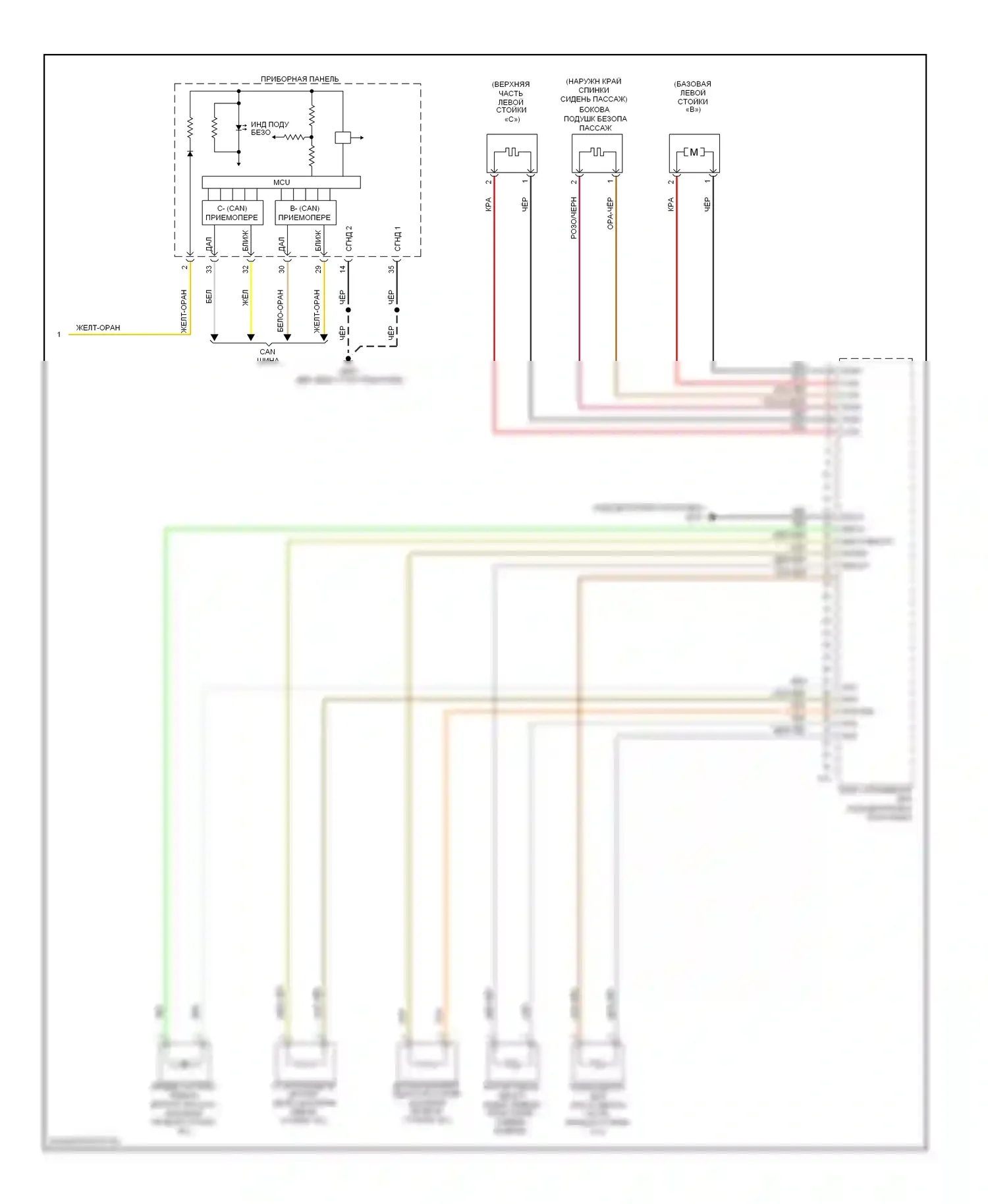 Veloster Hyundai I (2011-2015): Электросхема подушек безопасности с обесточиванием (2 из 2) 