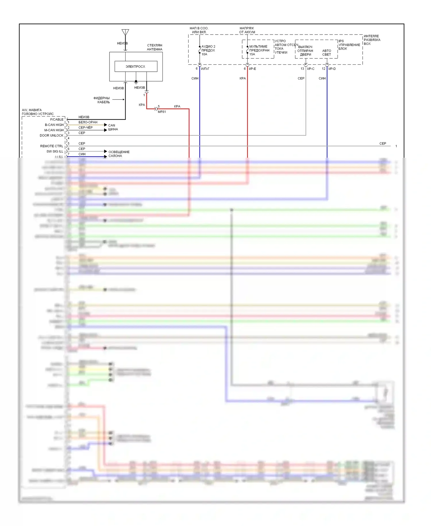 Veloster Hyundai I (2011-2015): Электросхема навигации, без усилителя (1 из 2) 