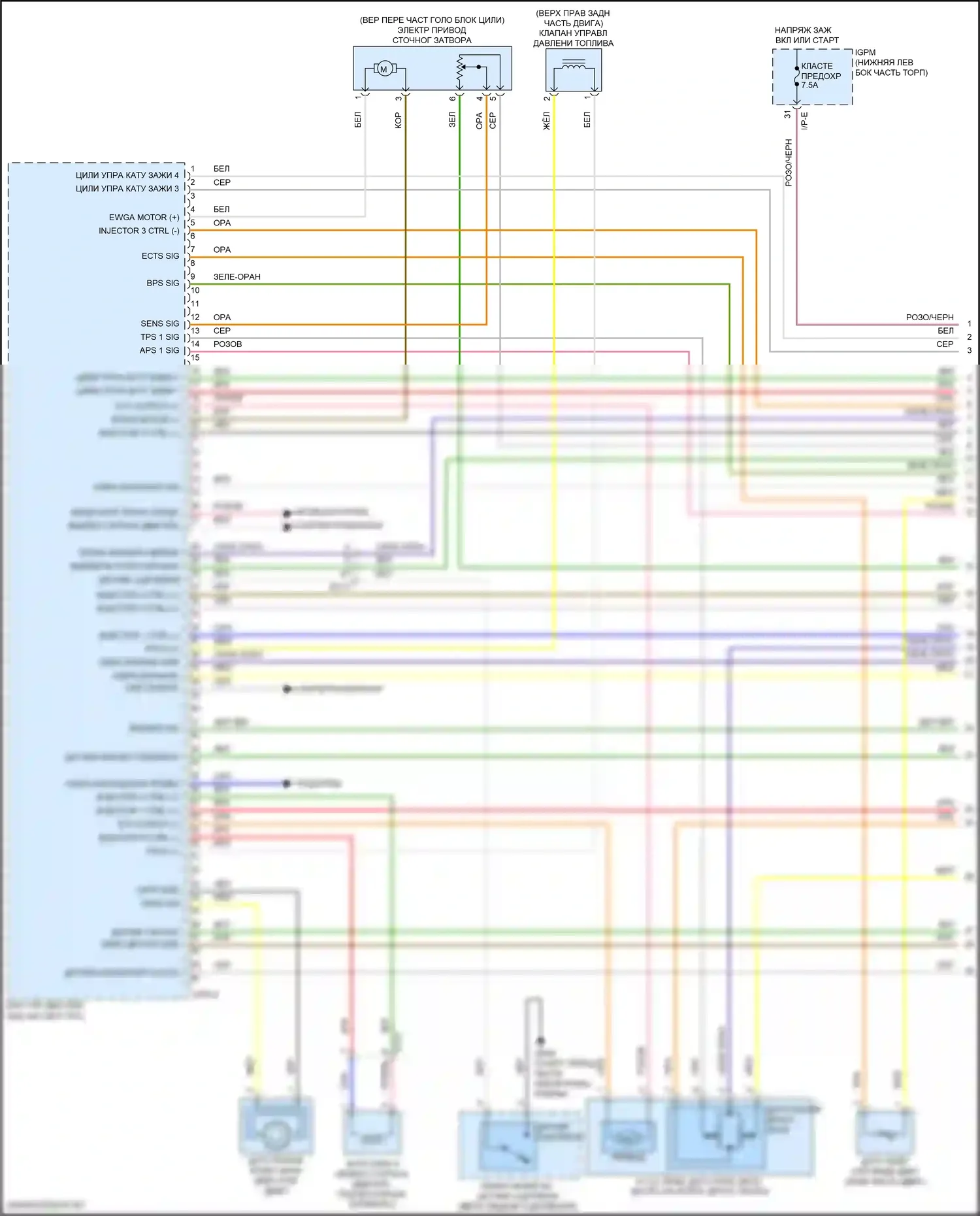Veloster Hyundai II (2018-2024): Электросхема двигателя 1,6л турбо (1 из 6) 