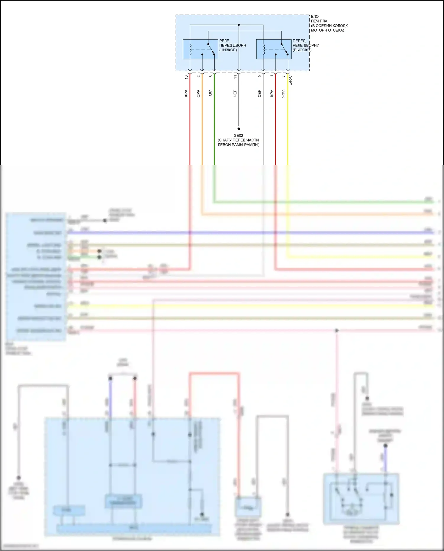 Veloster Hyundai II (2018-2024): Электросхема передних дворников и омывателей (1 из 2) 