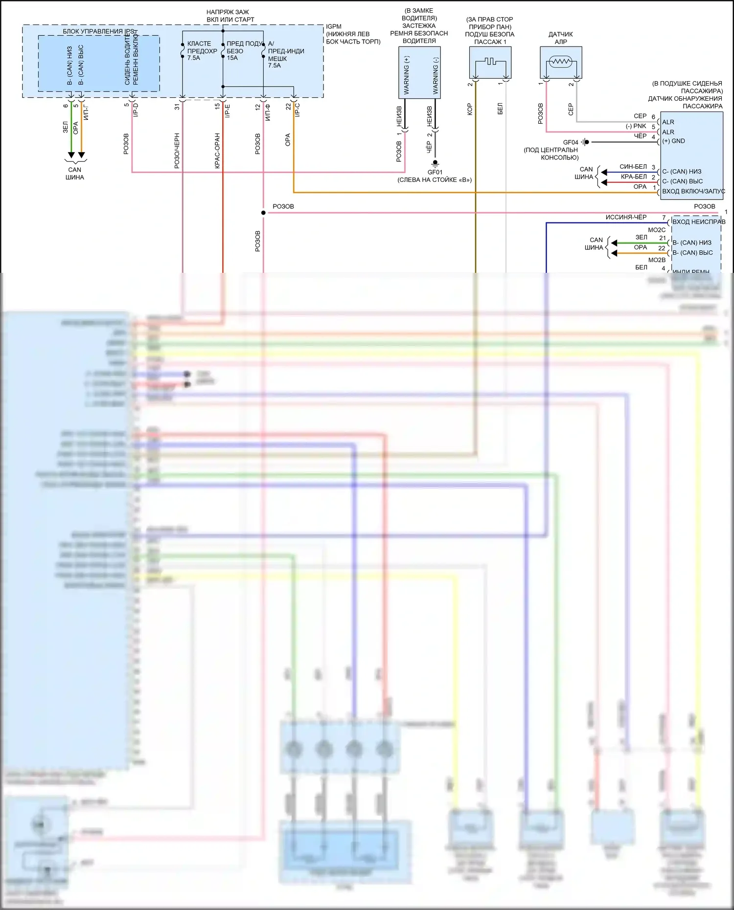 Veloster Hyundai II (2018-2024): Электросхема подушек безопасности (1 из 2) 