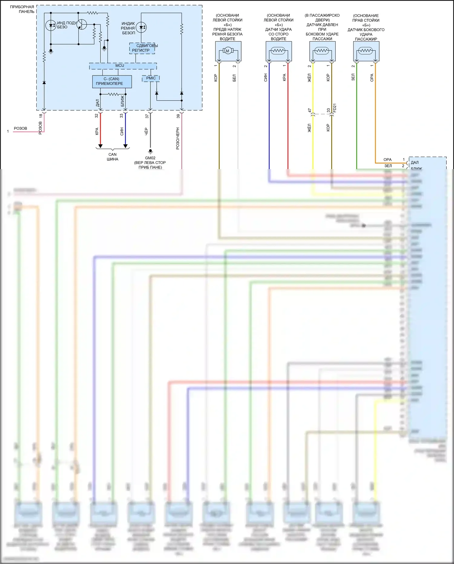 Veloster Hyundai II (2018-2024): Электросхема подушек безопасности (2 из 2) 