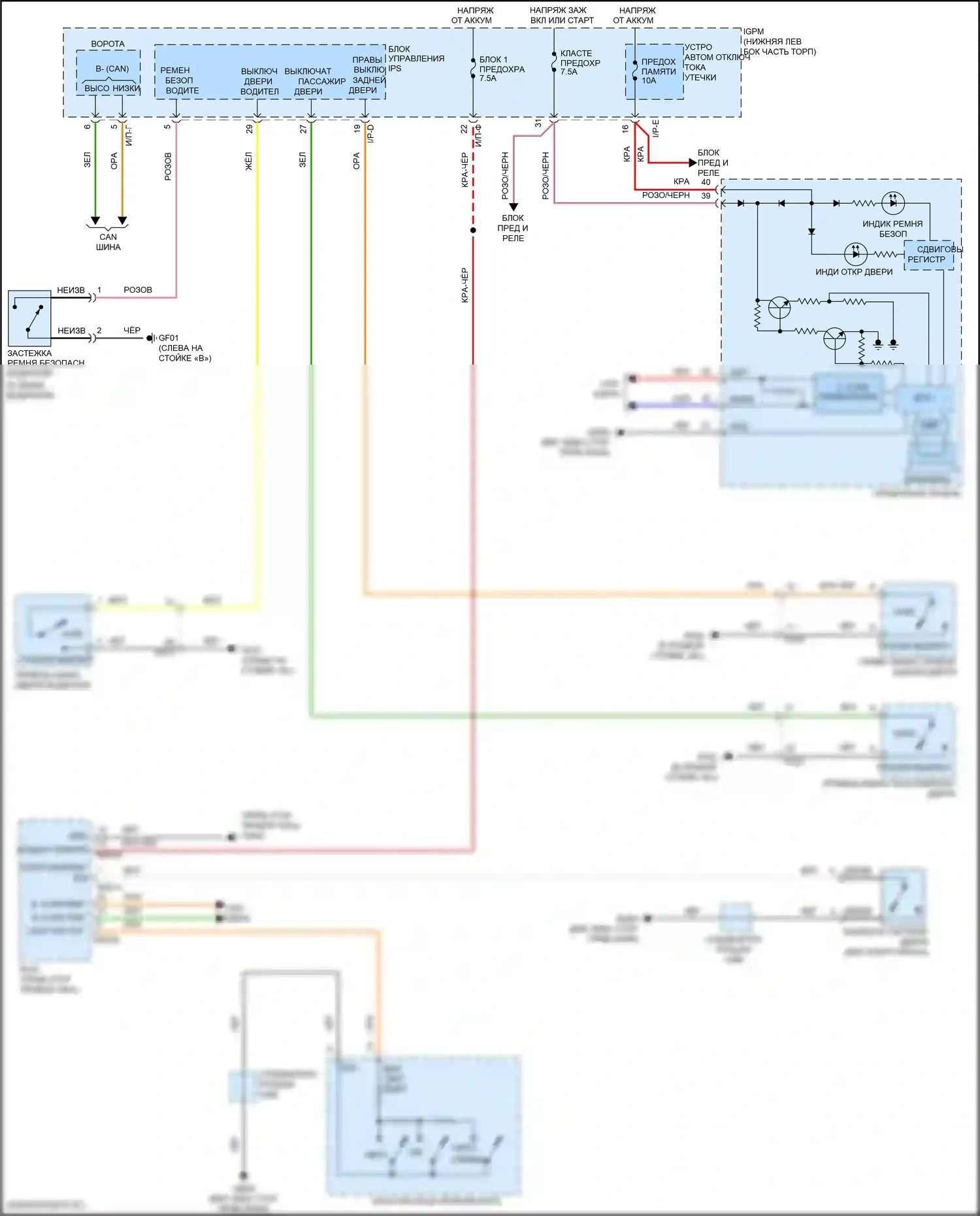 Veloster Hyundai II (2018-2024): Электросхема контроля давления в шинах 