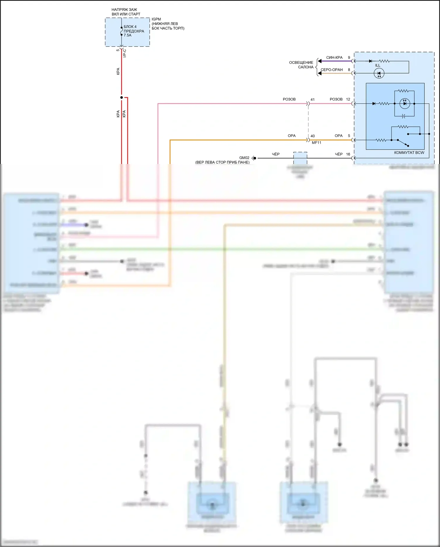 Veloster Hyundai II (2018-2024): Электросхема информационной системы в слепой зоне 