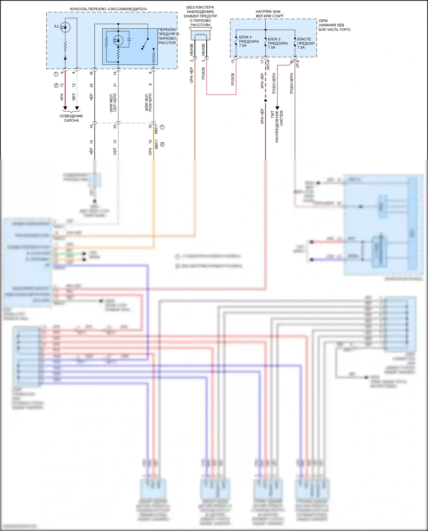 Veloster Hyundai II (2018-2024): Электросхема парктроника 