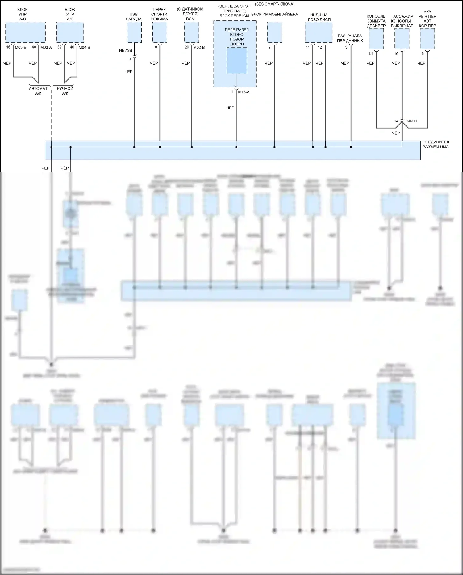 Veloster Hyundai II (2018-2024): Электросхема точек подключения масс (1 из 4) 