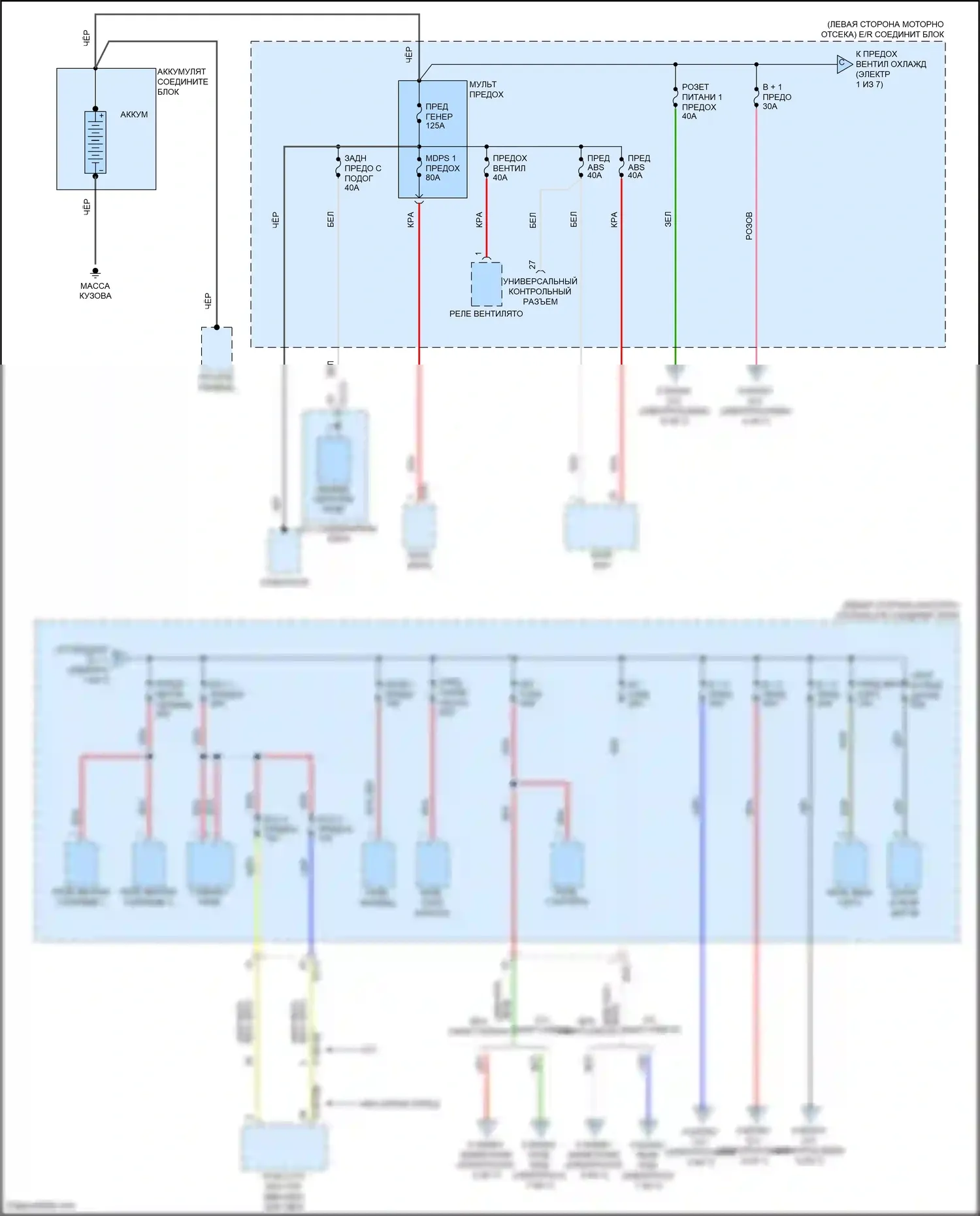Venue Hyundai I (2019-2024): Электросхема блока предохранителей реле (1 из 7) 