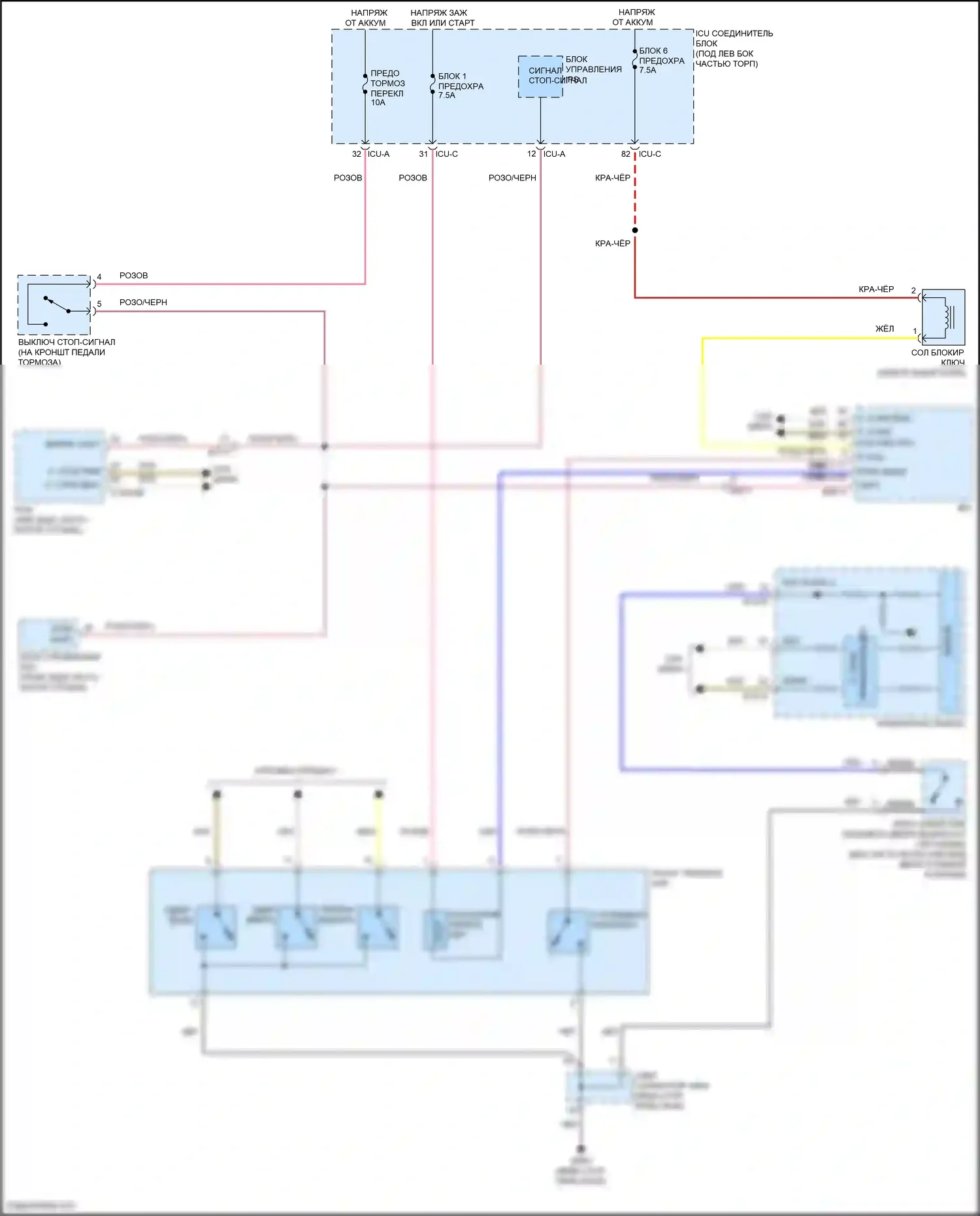 Venue Hyundai I (2019-2024): Электросхема блокировки селектора 