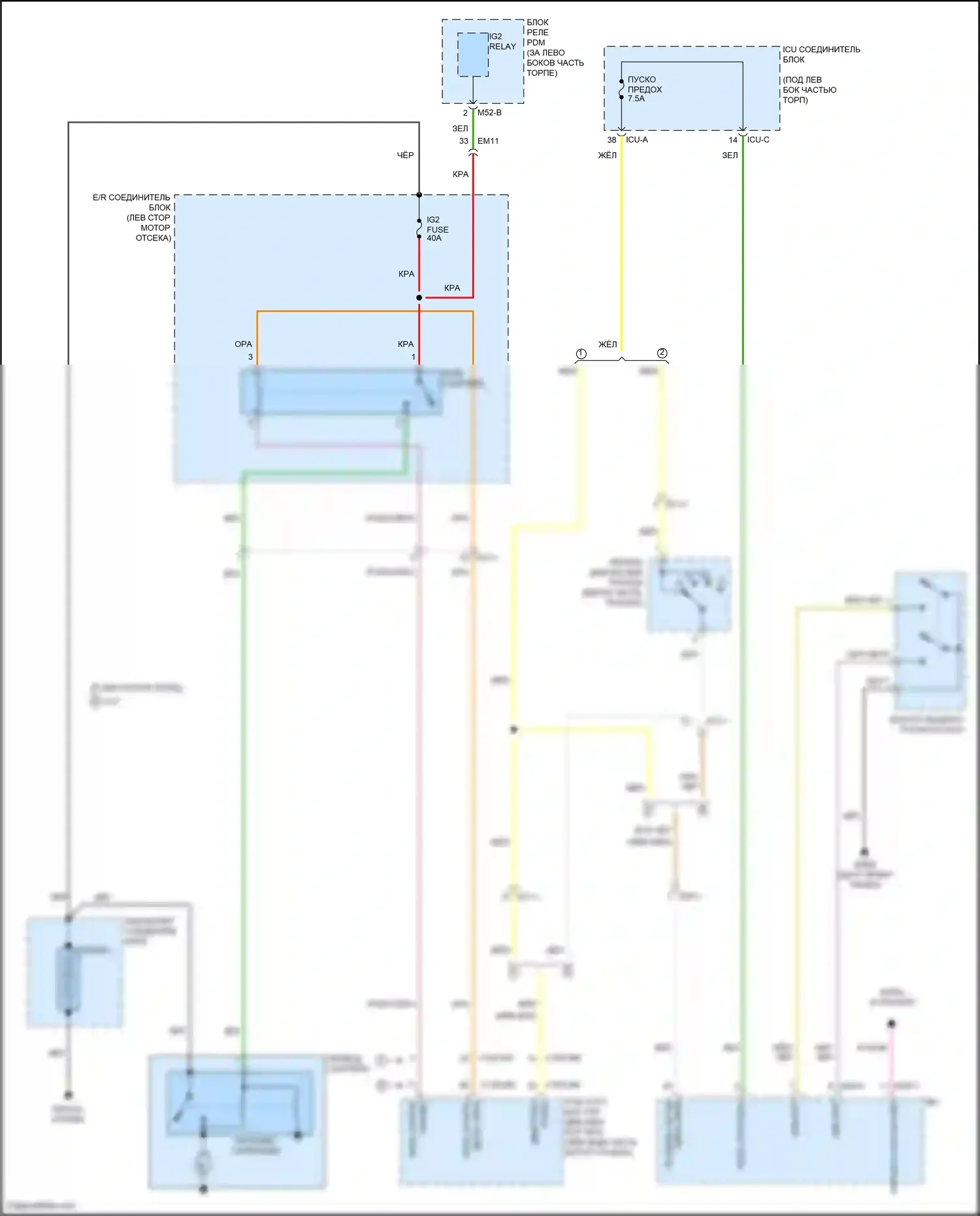 Venue Hyundai I (2019-2024): Электросхема стартера, с интеллектуальным ключом 