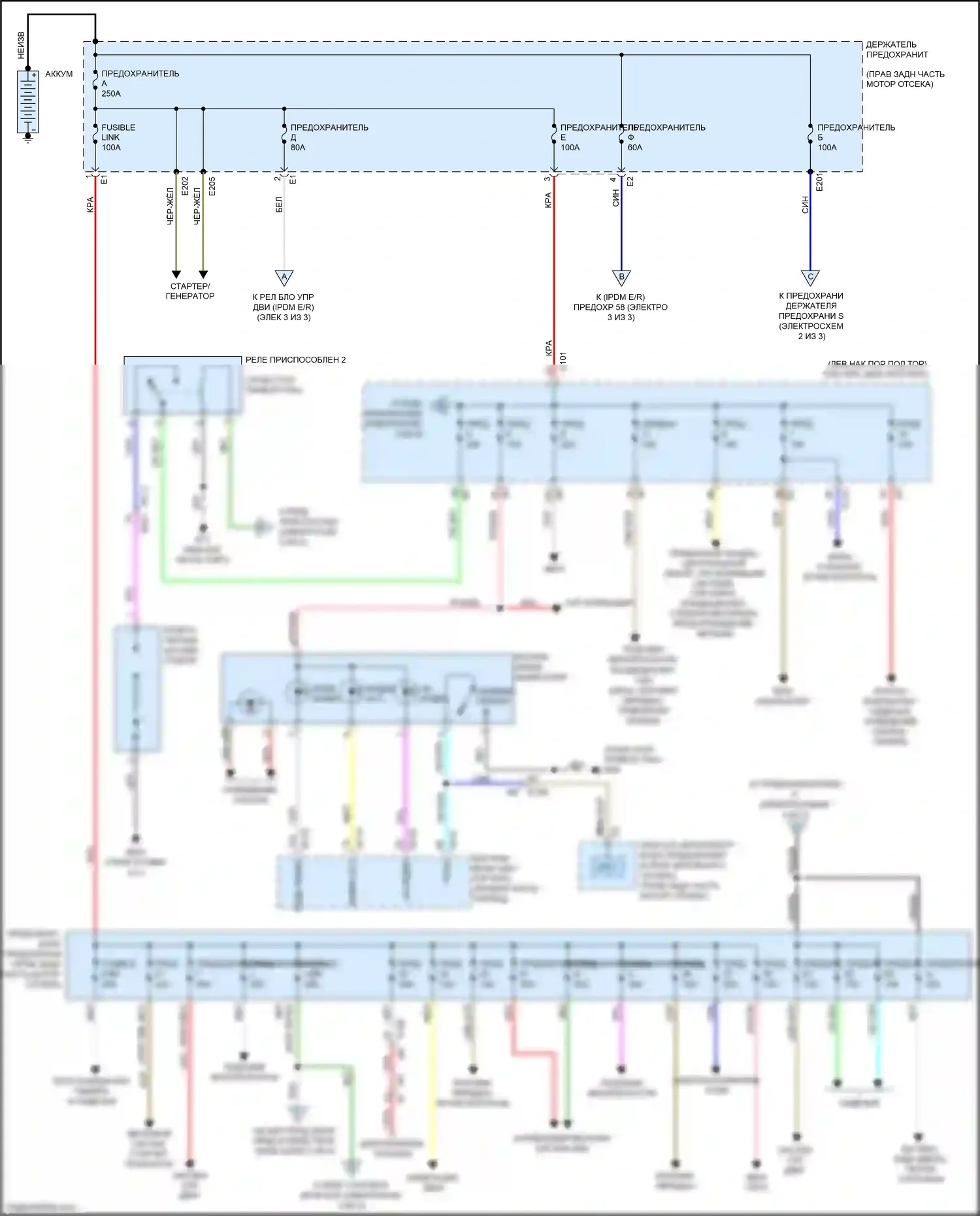 FX50 Infiniti II рестайлинг (2011-2013): Электросхема блока предохранителей реле (1 из 3) 