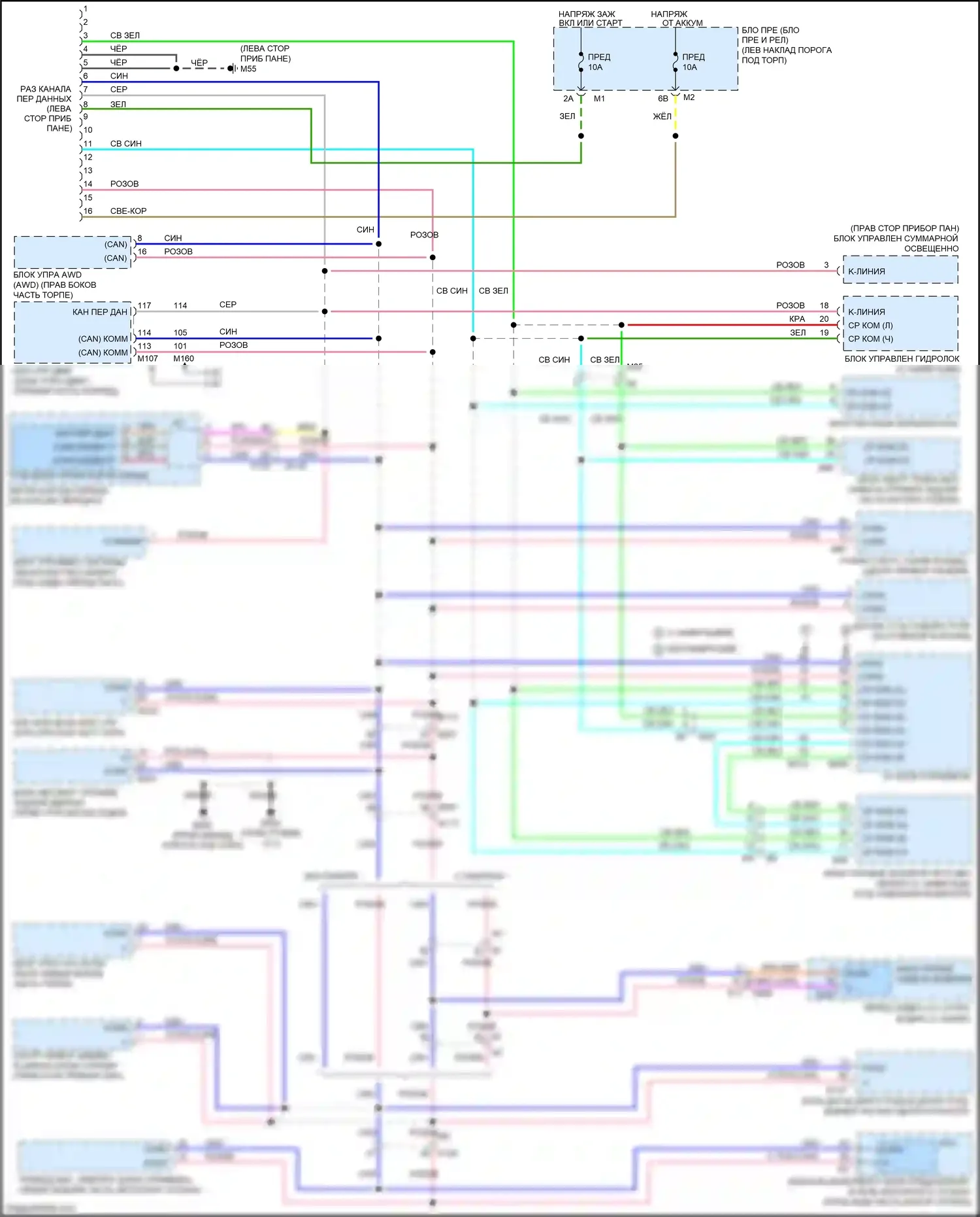 FX50 Infiniti II рестайлинг (2011-2013): Can шина электросхема, без icc 