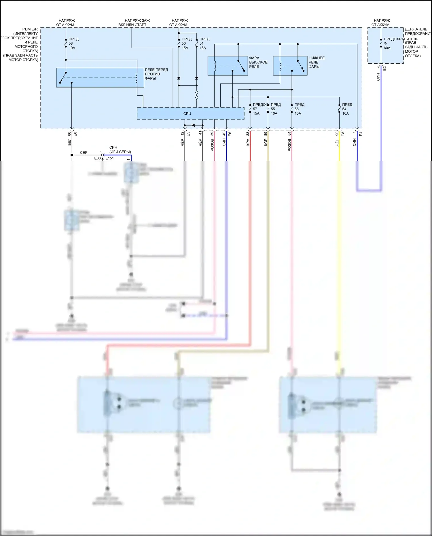 FX50 Infiniti II рестайлинг (2011-2013): Электросхема фар (2 из 2) 