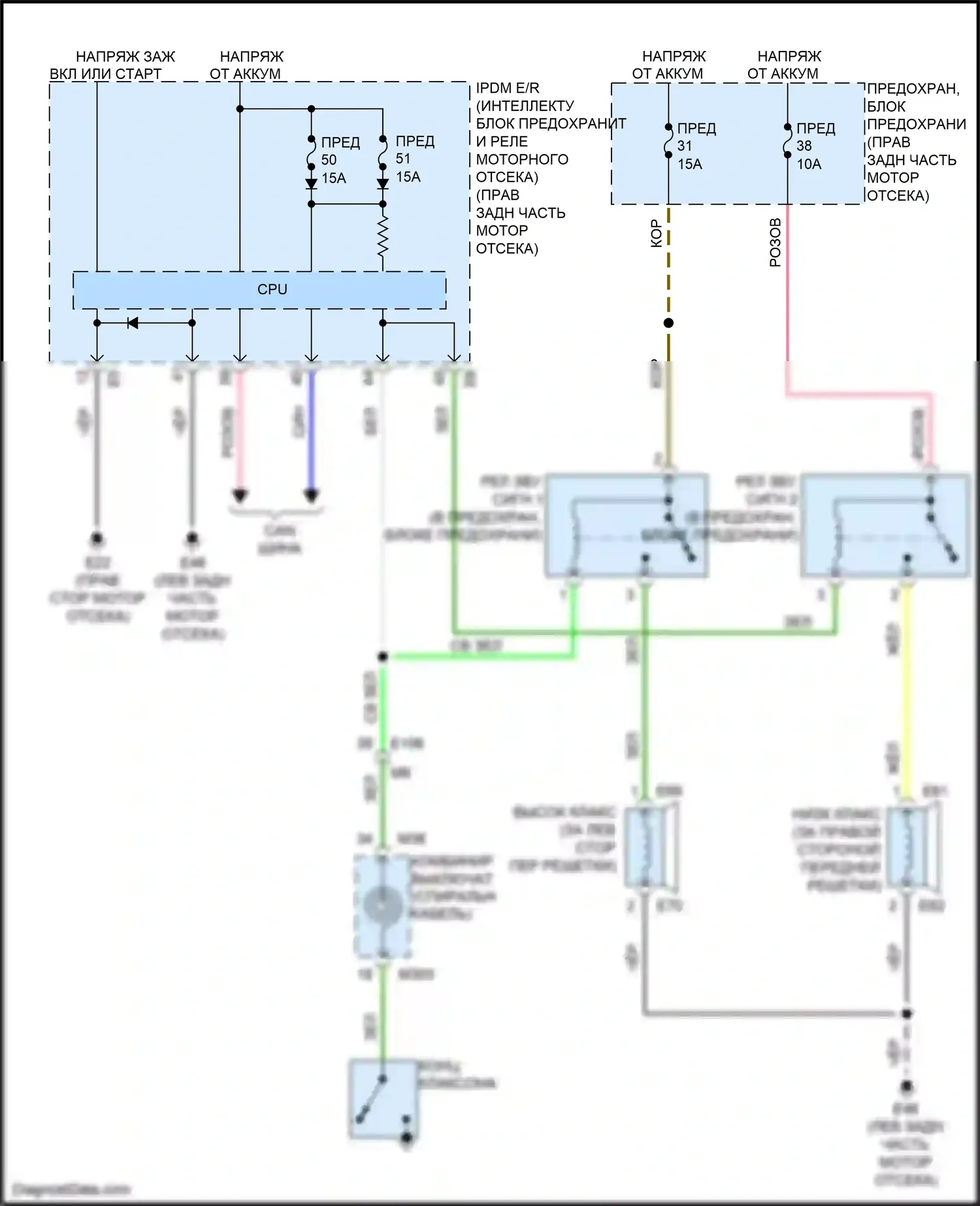 FX50 Infiniti II рестайлинг (2011-2013): Электросхема клаксона 