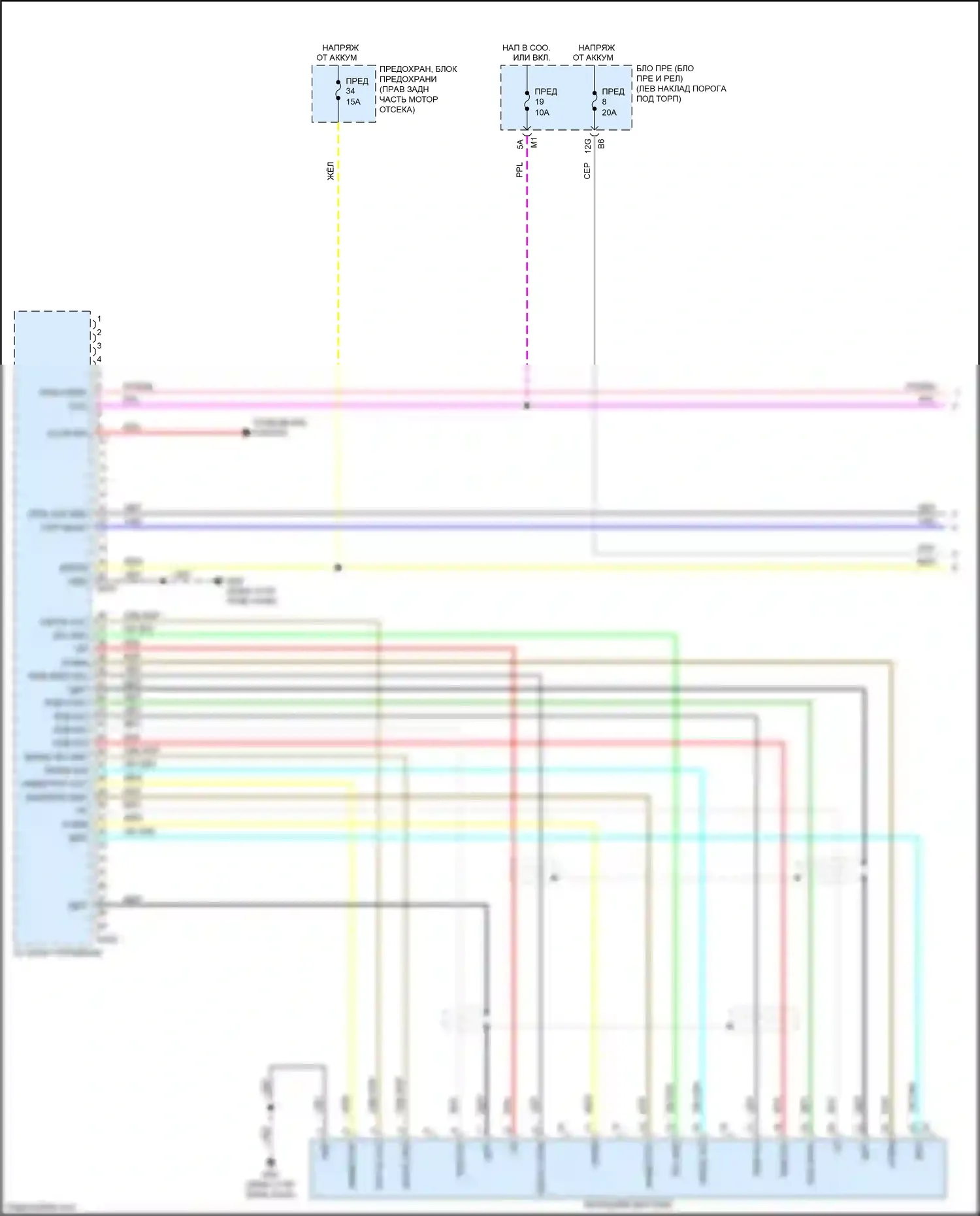 FX50 Infiniti II рестайлинг (2011-2013): Электросхема магнитолы, без навигации (1 из 4) 