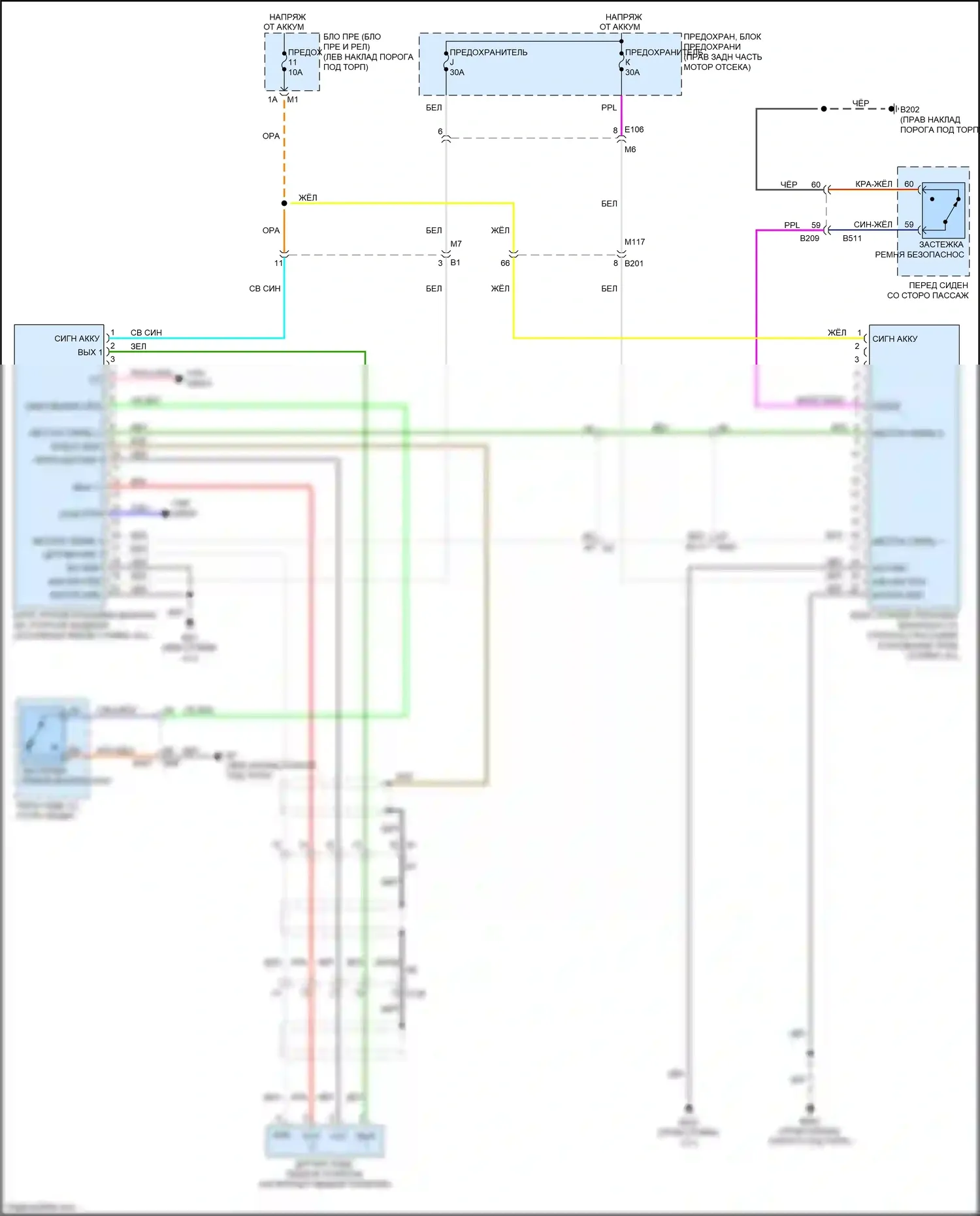 FX50 Infiniti II рестайлинг (2011-2013): Электросхема подушек безопасности 