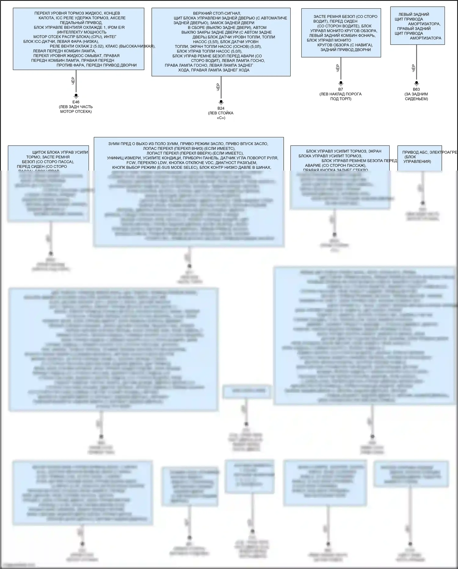 FX50 Infiniti II рестайлинг (2011-2013): Электросхема точек подключения масс 