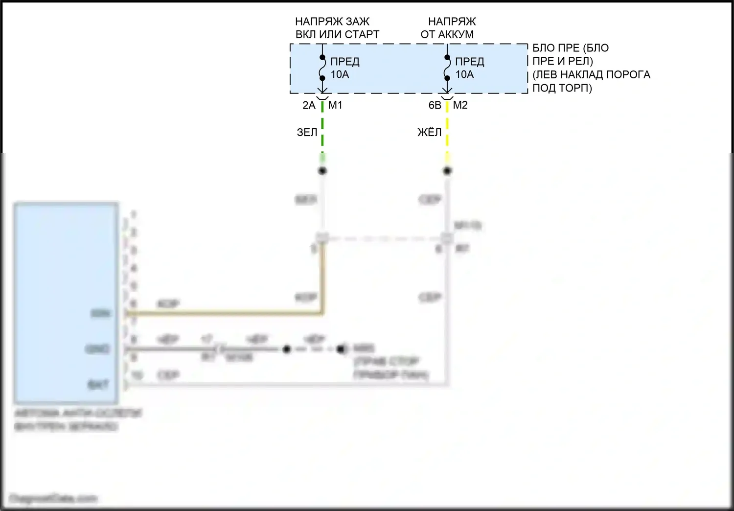 FX50 Infiniti II рестайлинг (2011-2013): Auto анти-ослепляя внутри зеркальной электросхемы проводки 
