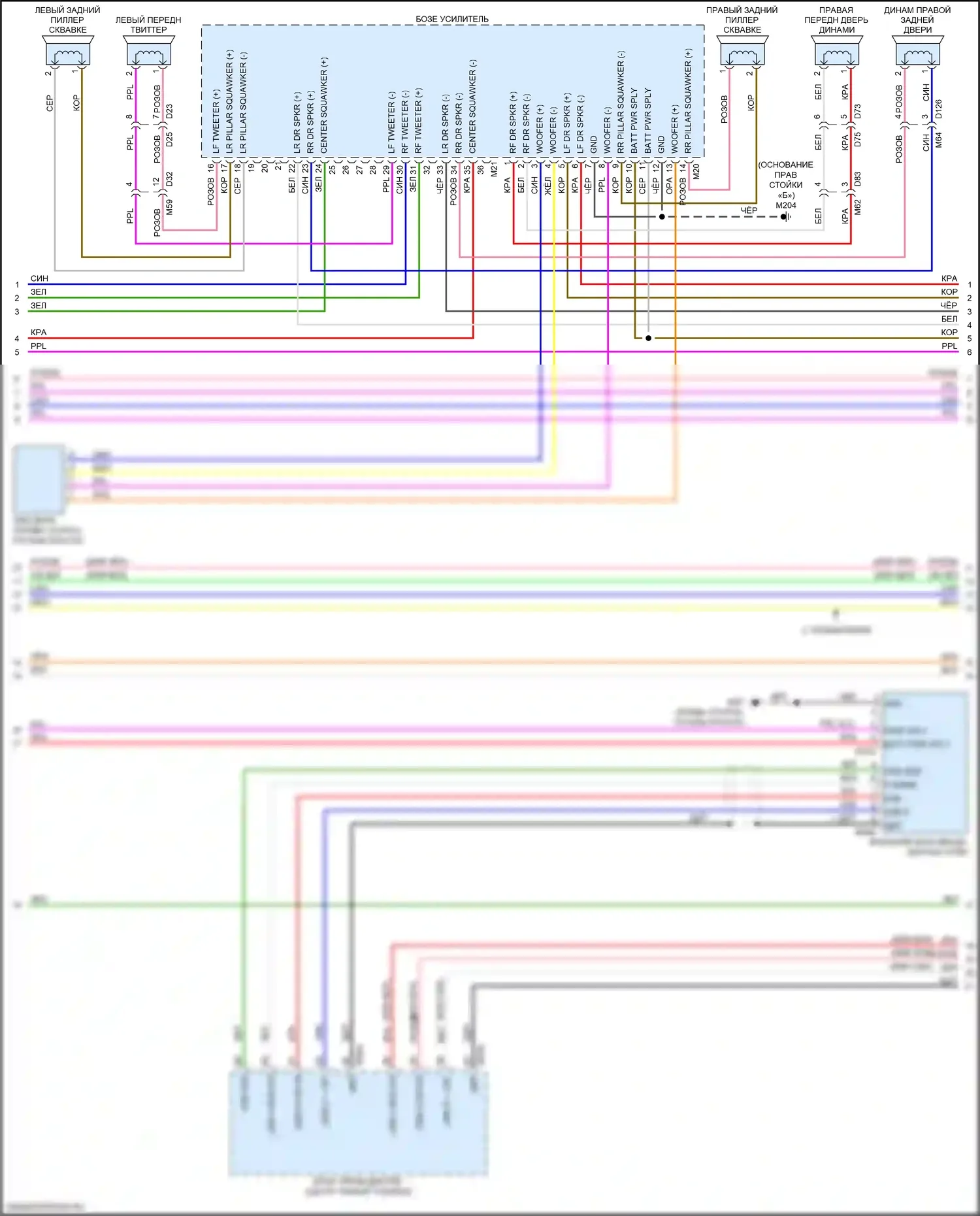 Q30 Infiniti I (2015-2019): Электросхема радиосети, bose без навигации (3 из 5) 