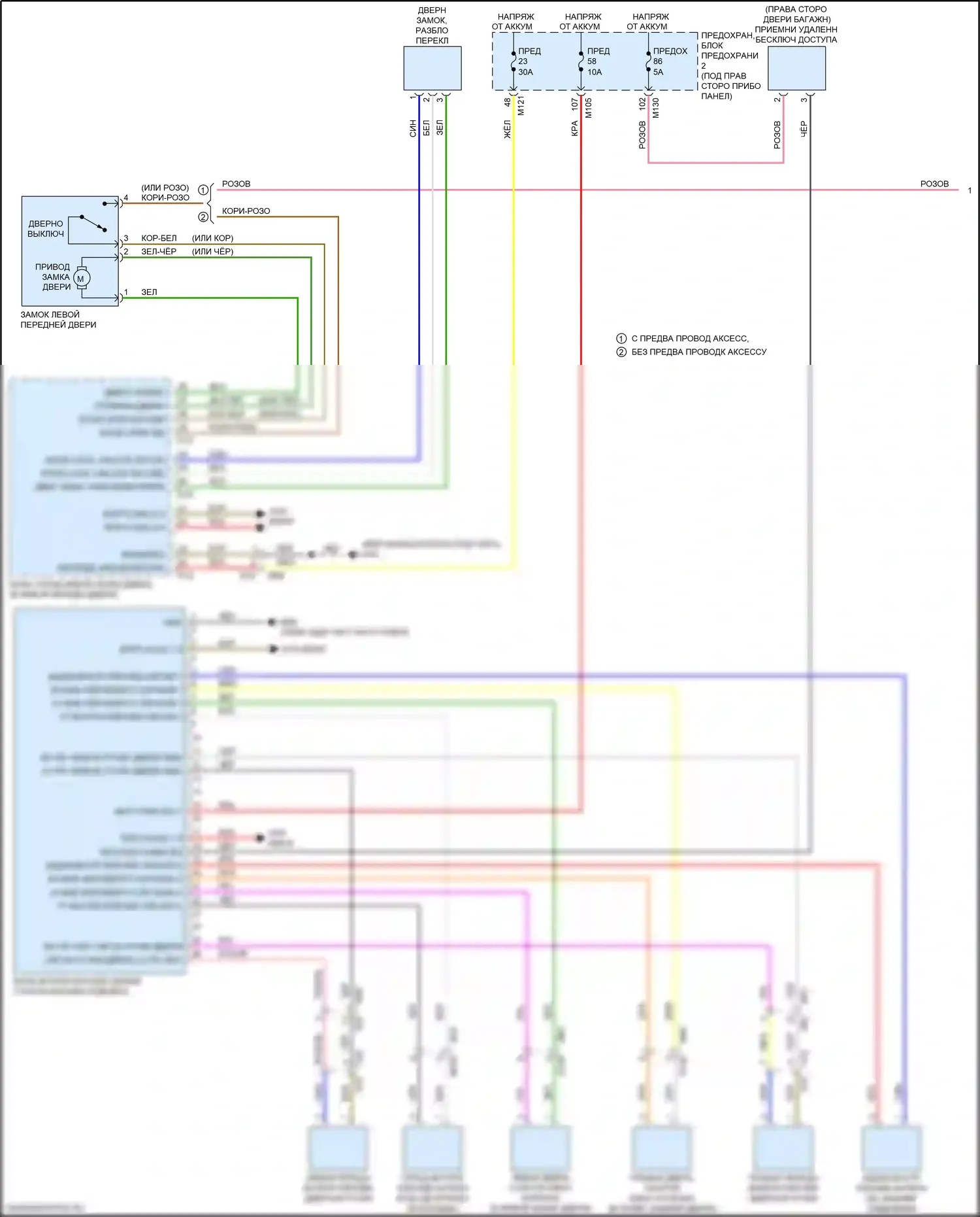 Q30 Infiniti I (2015-2019): Электросхема центрального замка (1 из 3) 