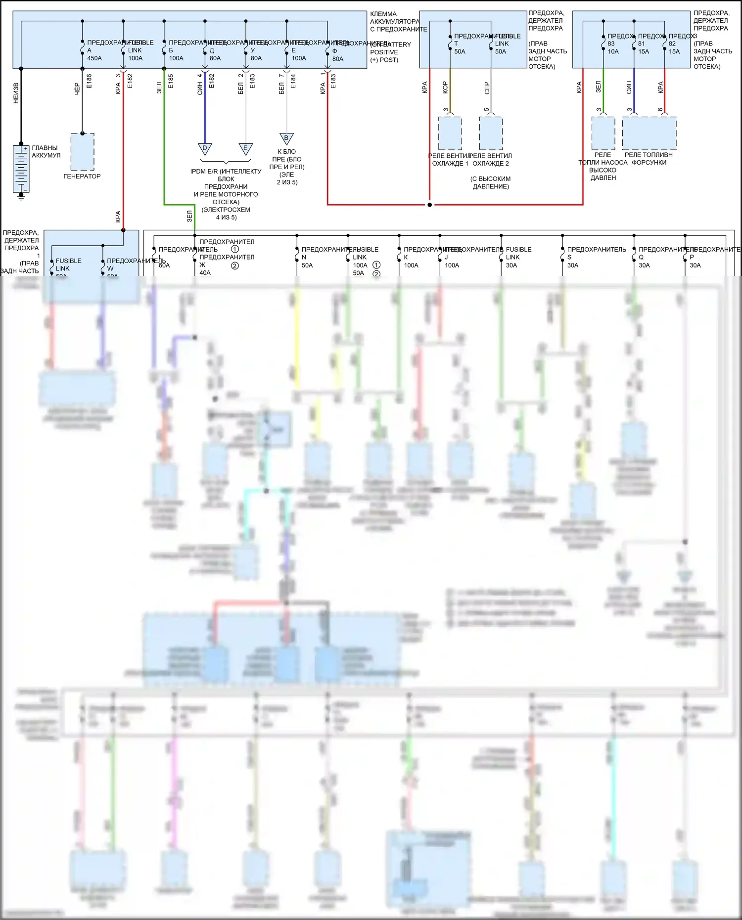 Q50 Infiniti I рестайлинг (2017-2024): Электросхема блока предохранителей реле (1 из 5) 