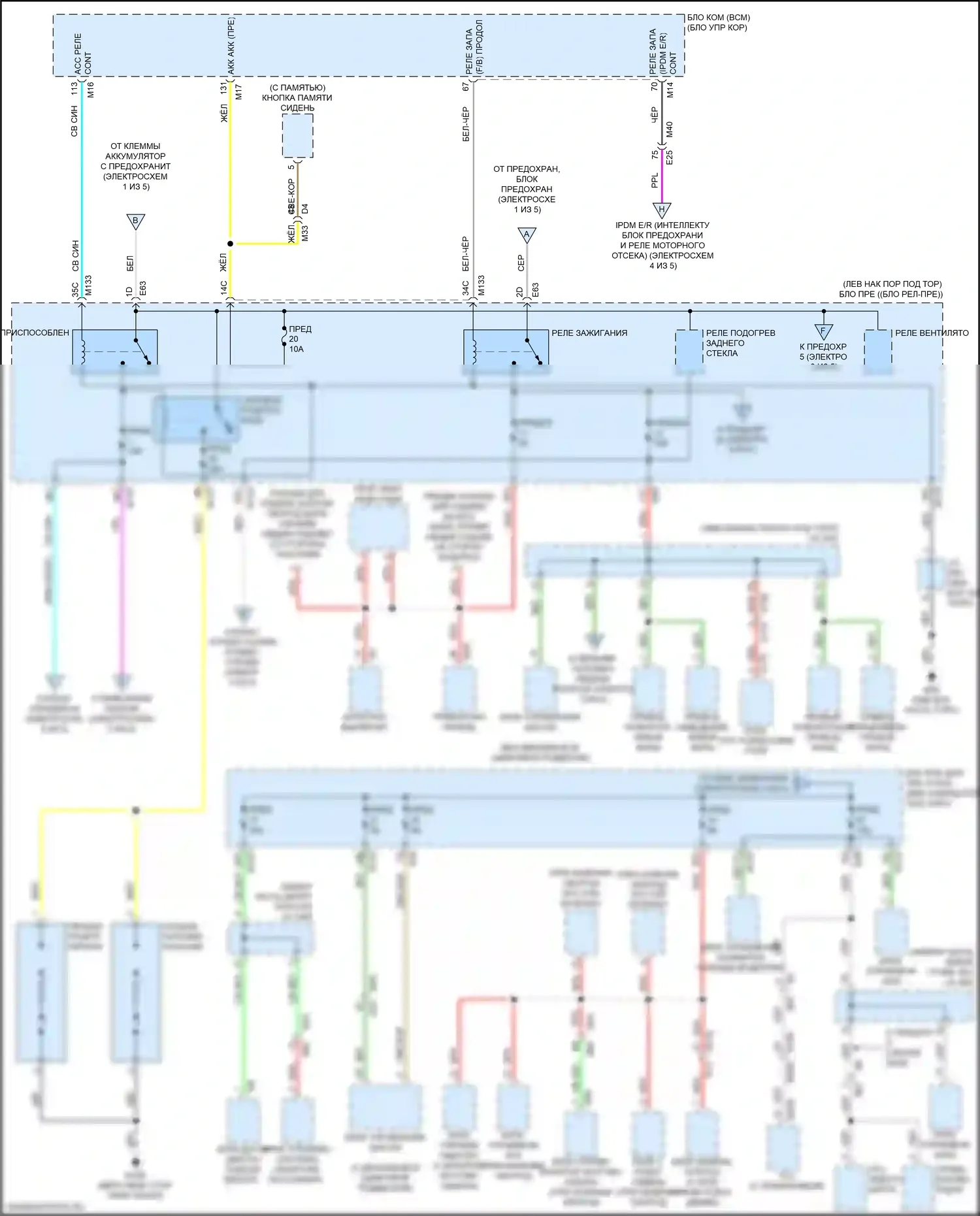 Q50 Infiniti I рестайлинг (2017-2024): Электросхема блока предохранителей реле (2 из 5) 