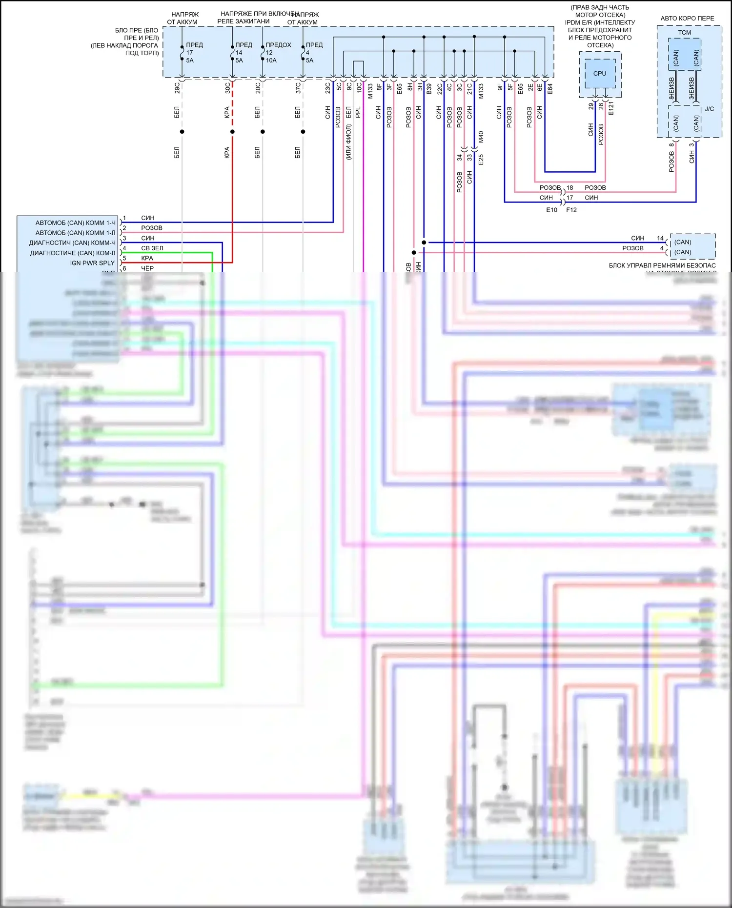 Q50 Infiniti I рестайлинг (2017-2024): Can шина электросхема, без прямой адаптивной системы рулевого управления и переключения лопастей (1 из 4) 