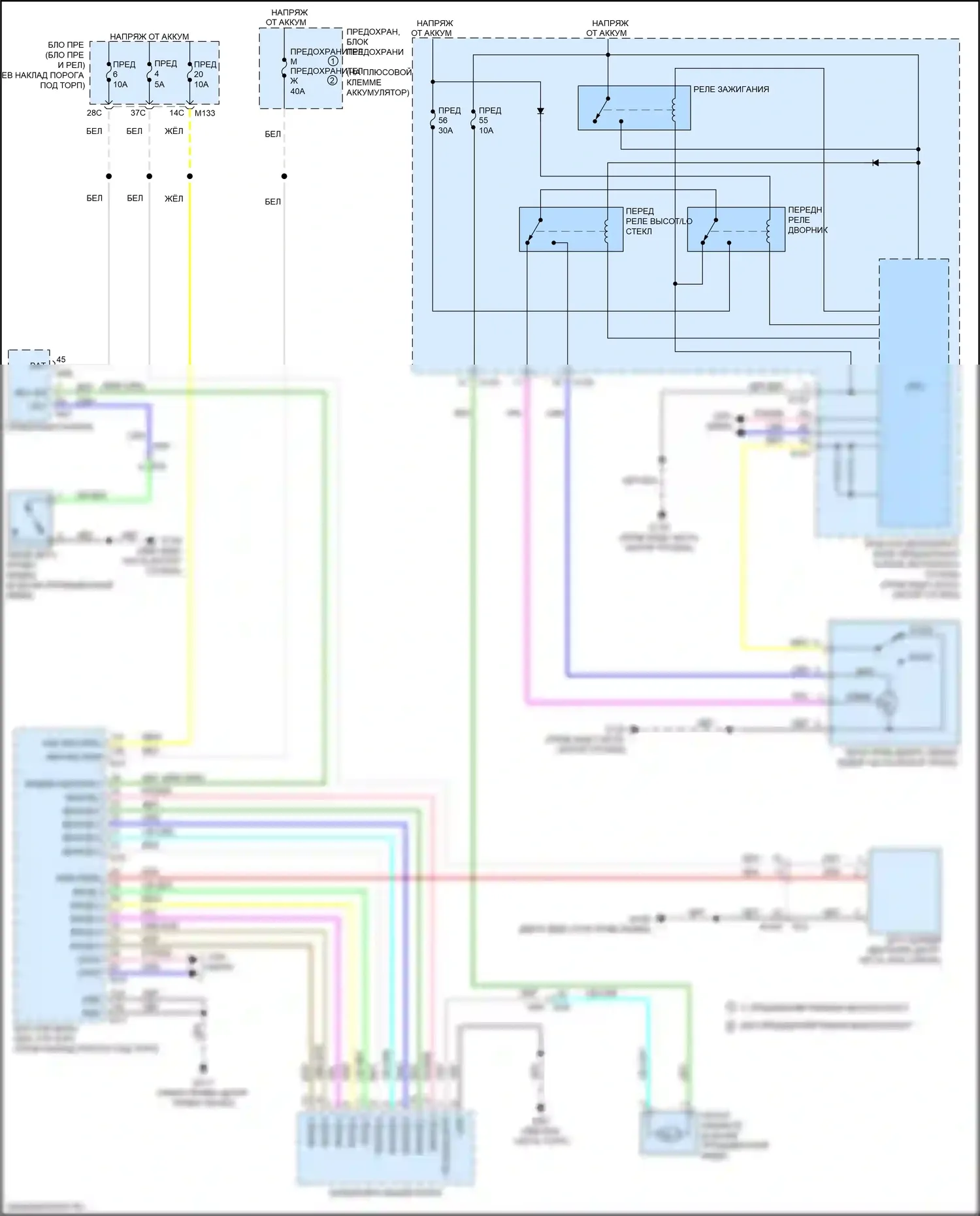 Q50 Infiniti I рестайлинг (2017-2024): Дворники и омыватели электросхема 